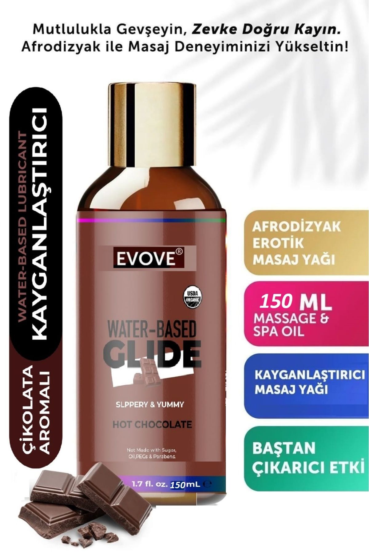 IDOR COSMETICS Masaj Yağı Doğal Çikolatalı Afrodizyak Etkili Aromaterapi Masaj Jeli 150ml