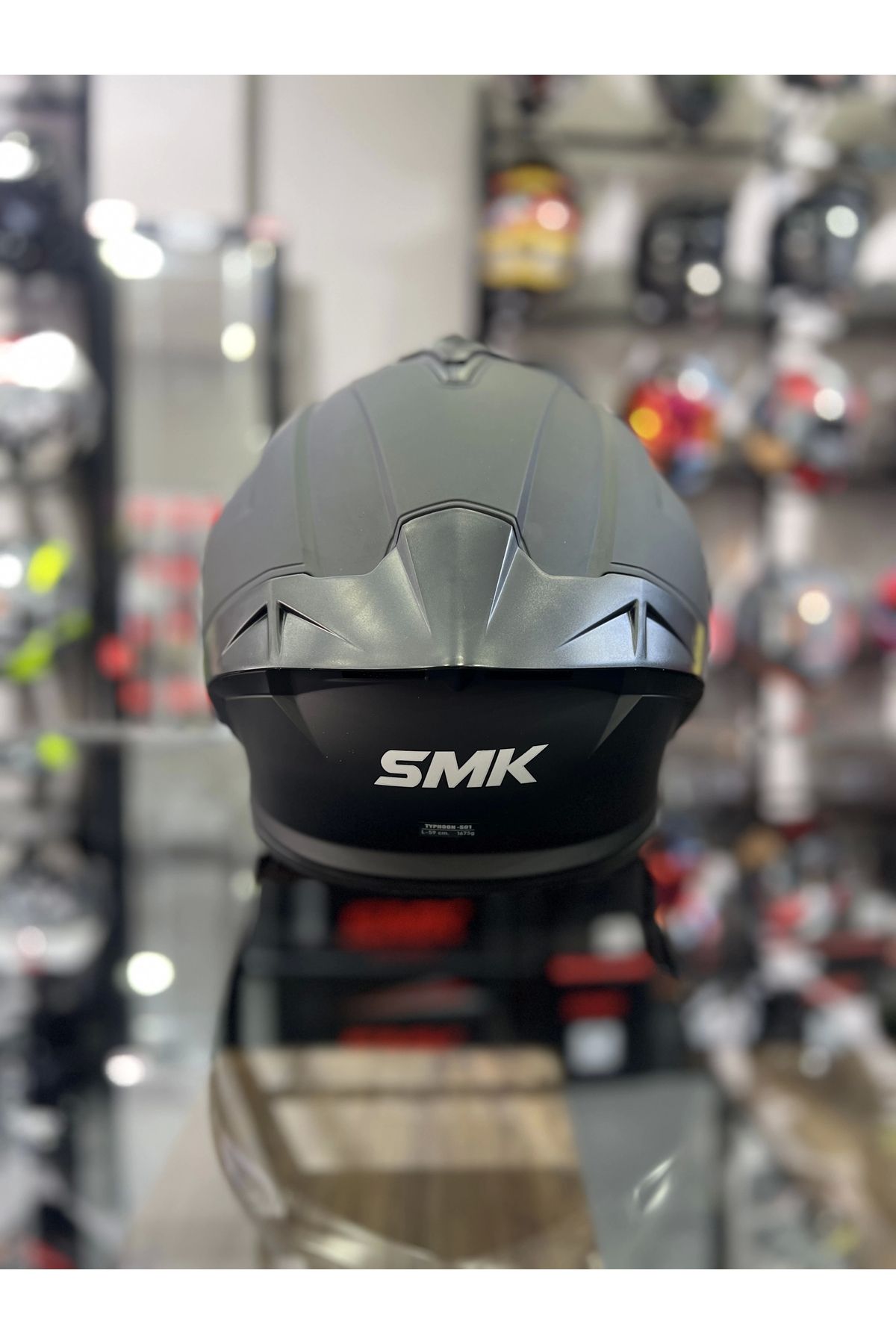 SMK-Typhoon Solid Matte Helmet - with Transparent Visor, Closed 3