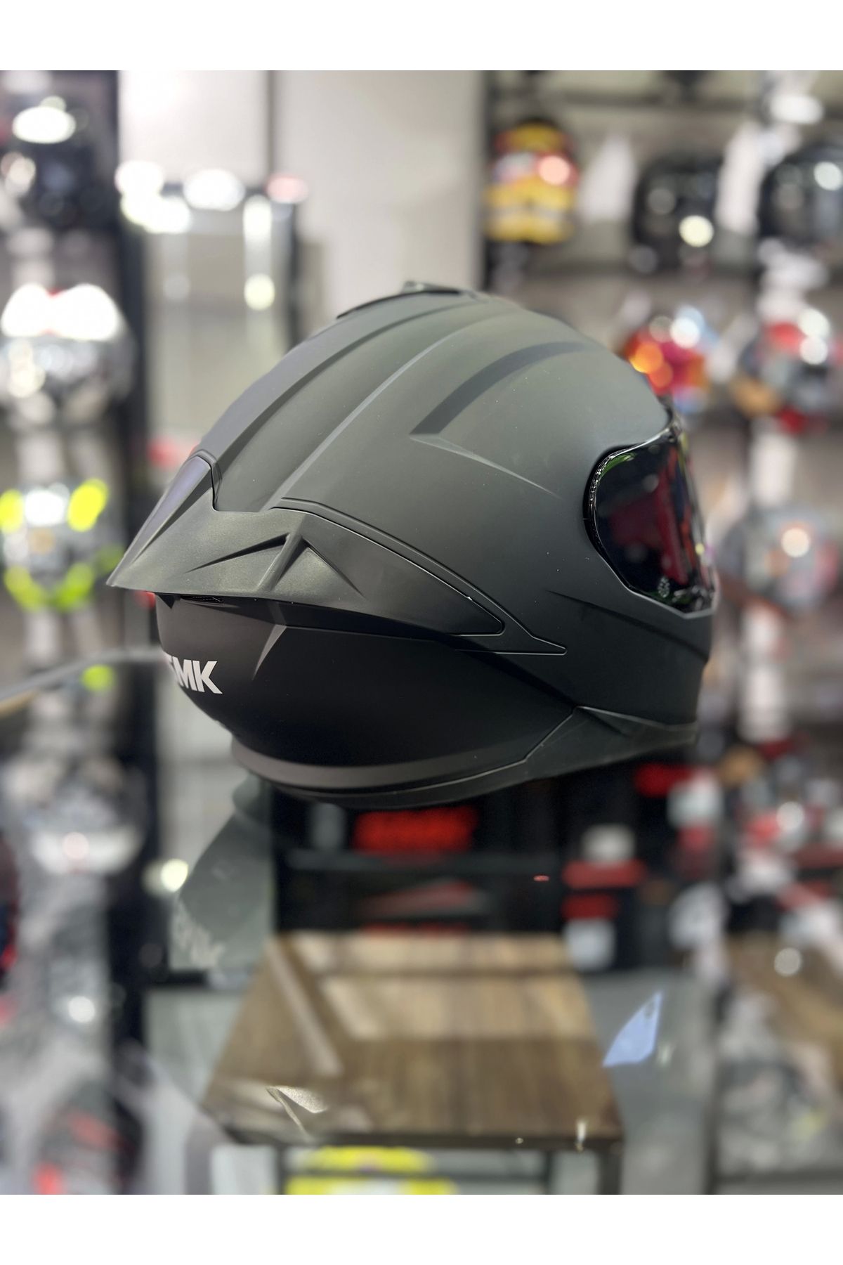SMK-Typhoon Solid Matte Helmet - with Transparent Visor, Closed 2