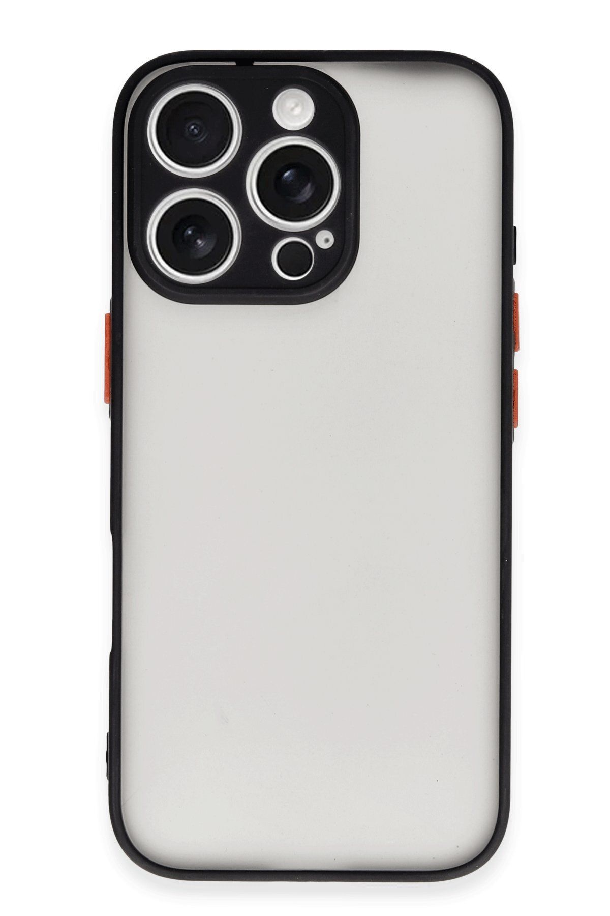 cepmoda iPhone 16 PRO | Buzlu Şeffaf Silikon Mat Telefon Kılıfı – Darbeye Dayanıklı - SİYAH