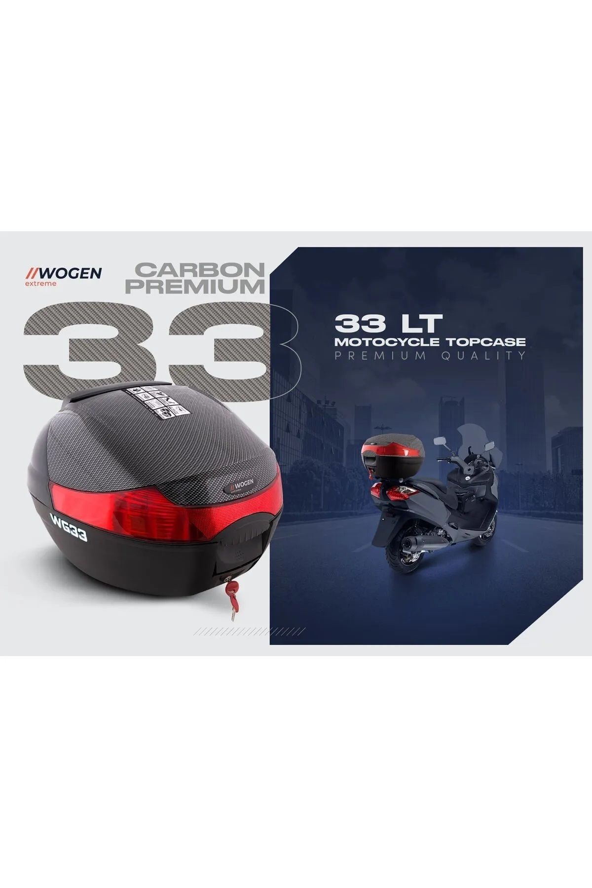 WOGEN 33 LT MOTOSİKLET ARKA ÇANTASI KARBON SİYAH