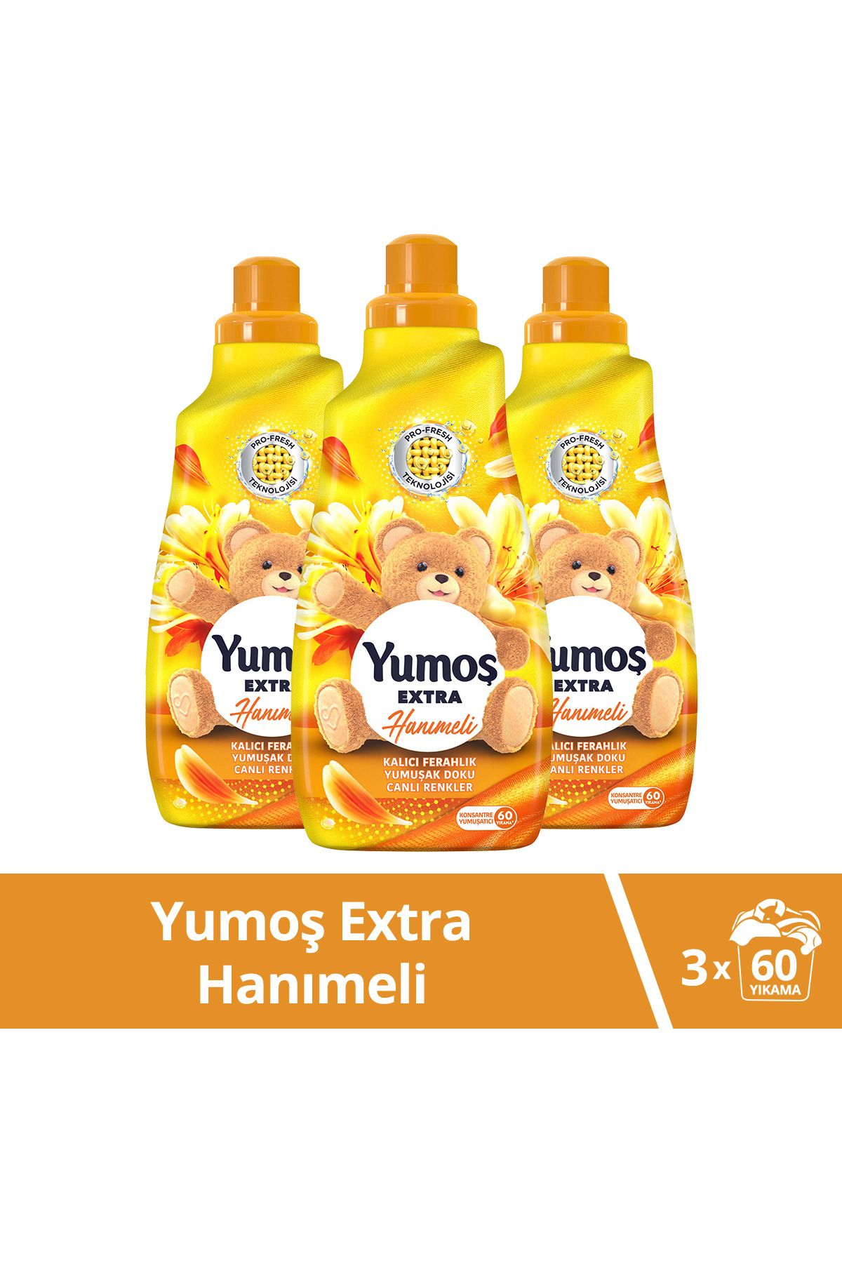 Yumoş Extra Konsantre Çamaşır Yumuşatıcısı Hanımeli 1440 ml 60 Yıkama 3 Adet