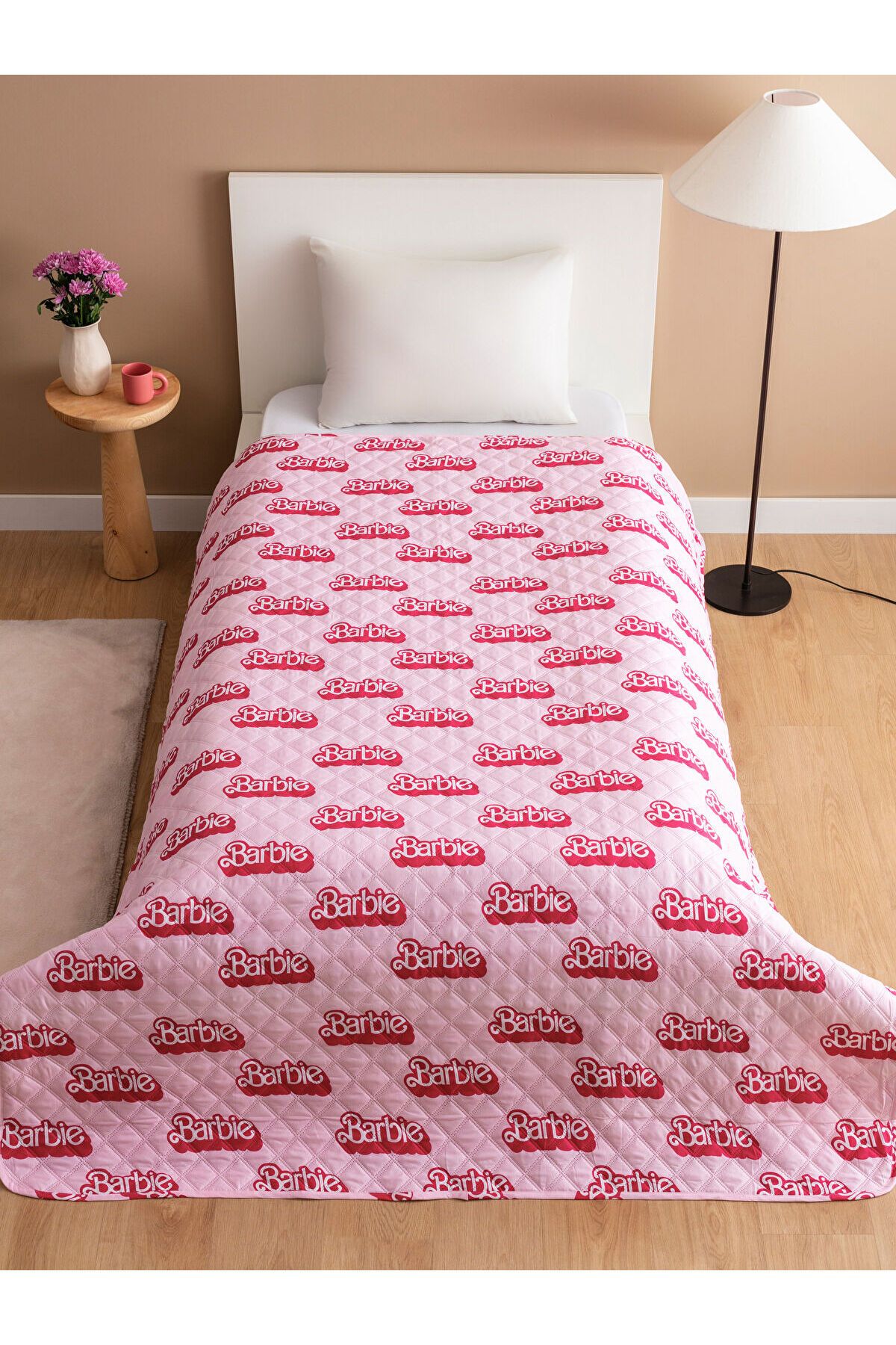 LC Waikiki-Lcw Home Baby Pink Barbie Printed Single Bedspread 2