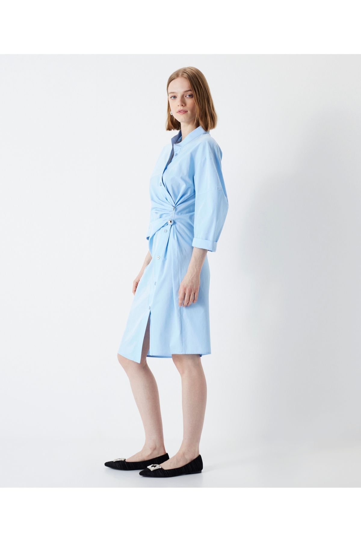 İpekyol-Asymmetrical buttoned shirt dress 4