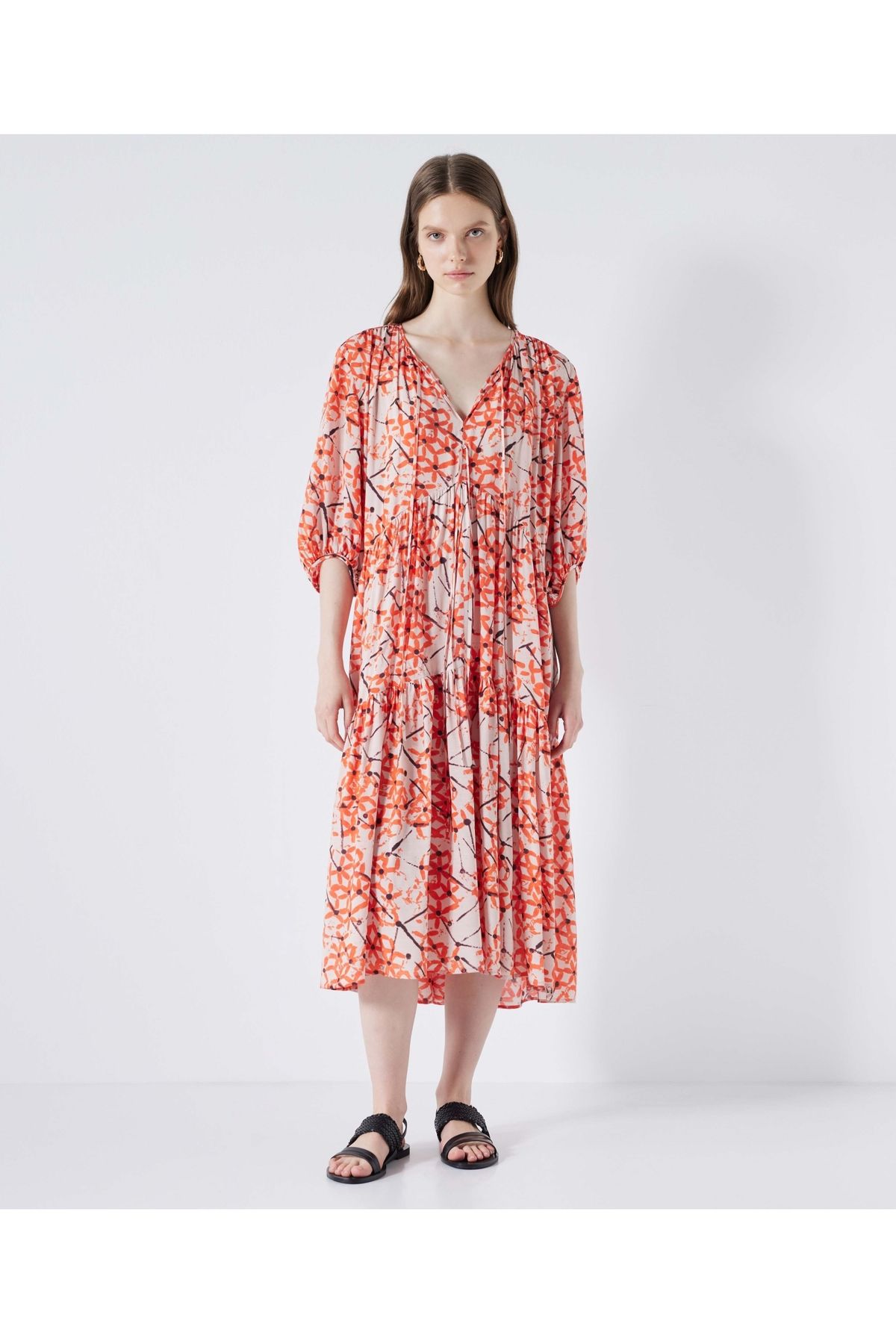 İpekyol-Abstract flower pattern dress 1