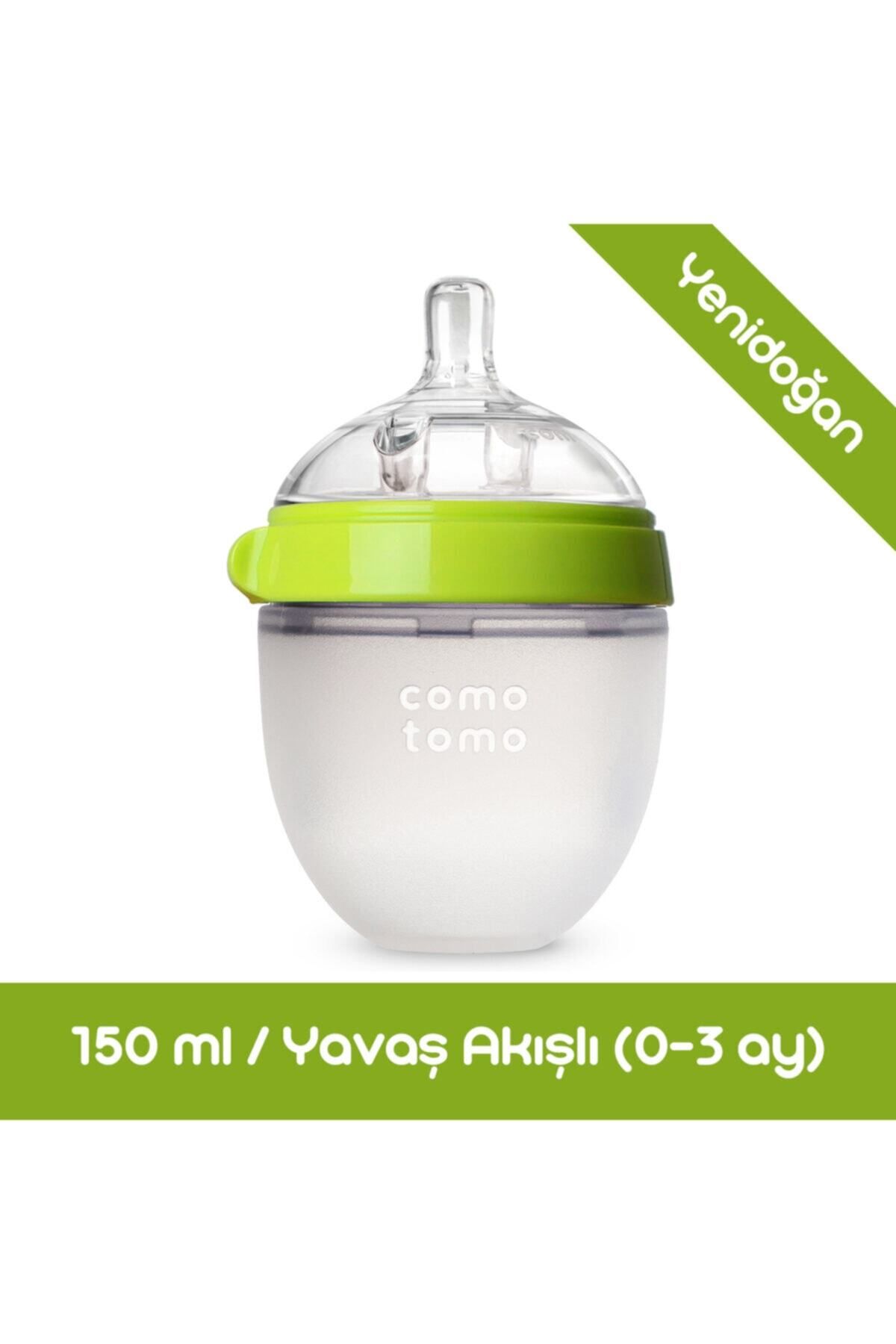 comotomo Antikolik Silikon Biberon 150ml Yeşil - Yavaş Akışlı (0-3 AY) Yenidoğan