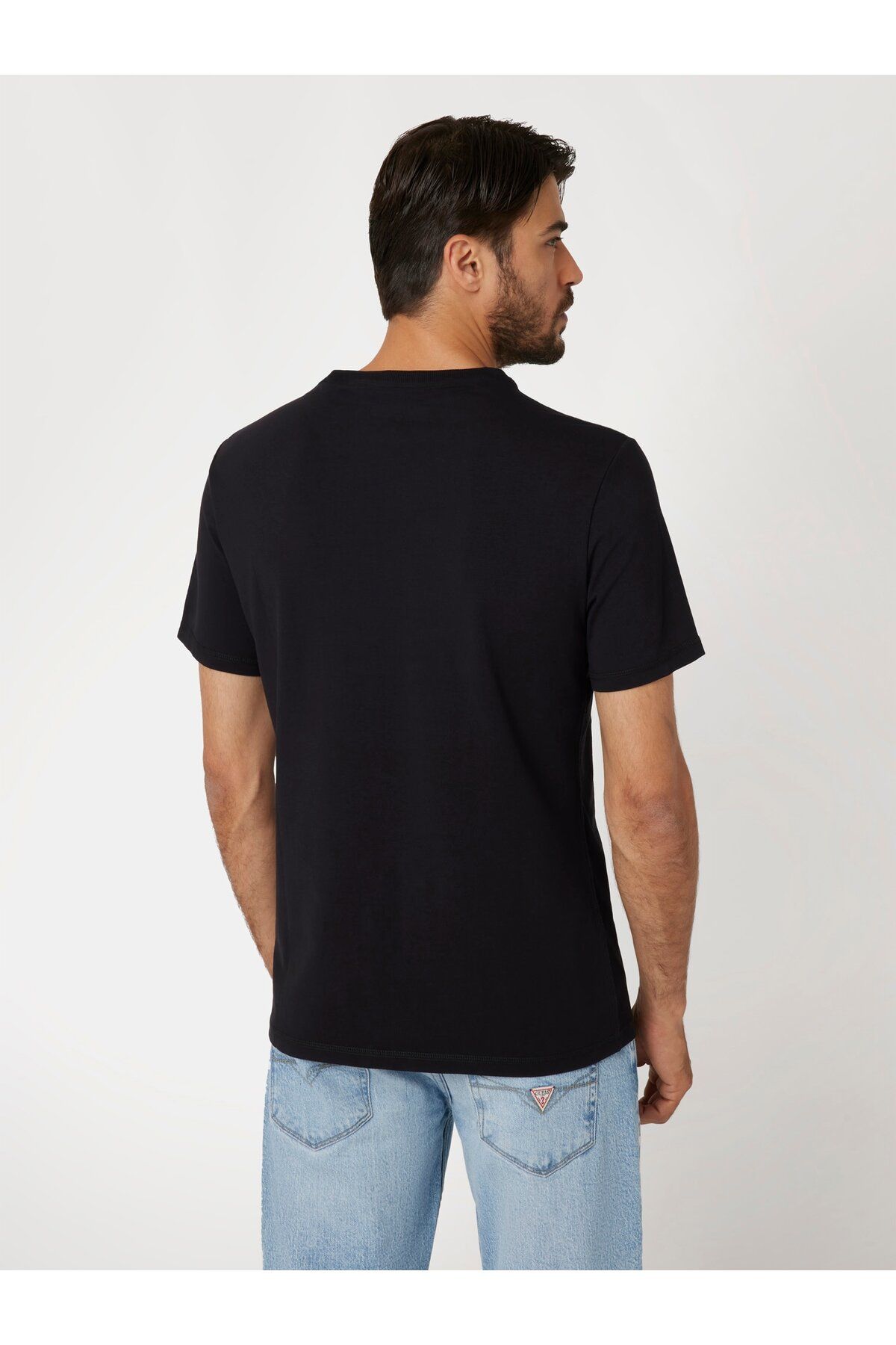 تی شرت مشکی مردانه Slim Fit Triangle Guess