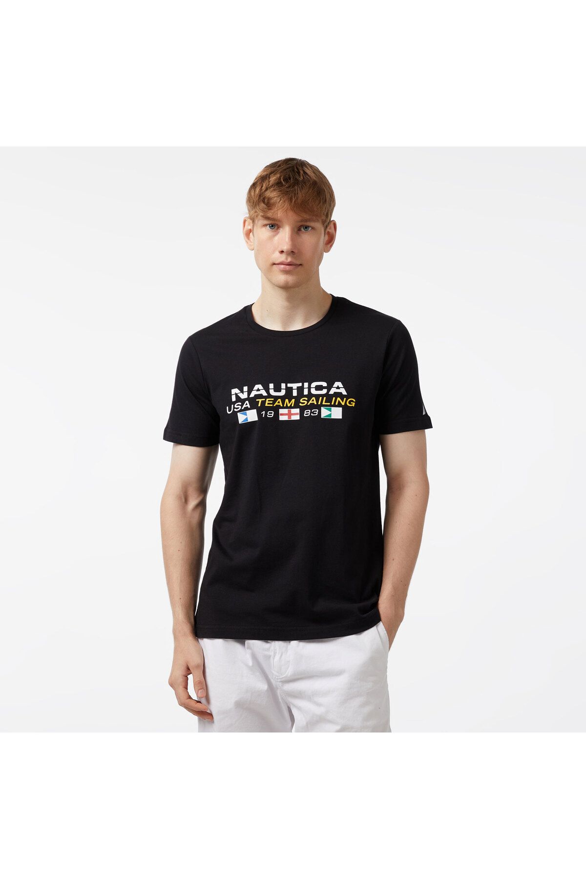 Nautica Erkek Siyah Standart Fit Kısa Kollu Baskılı T-shirt