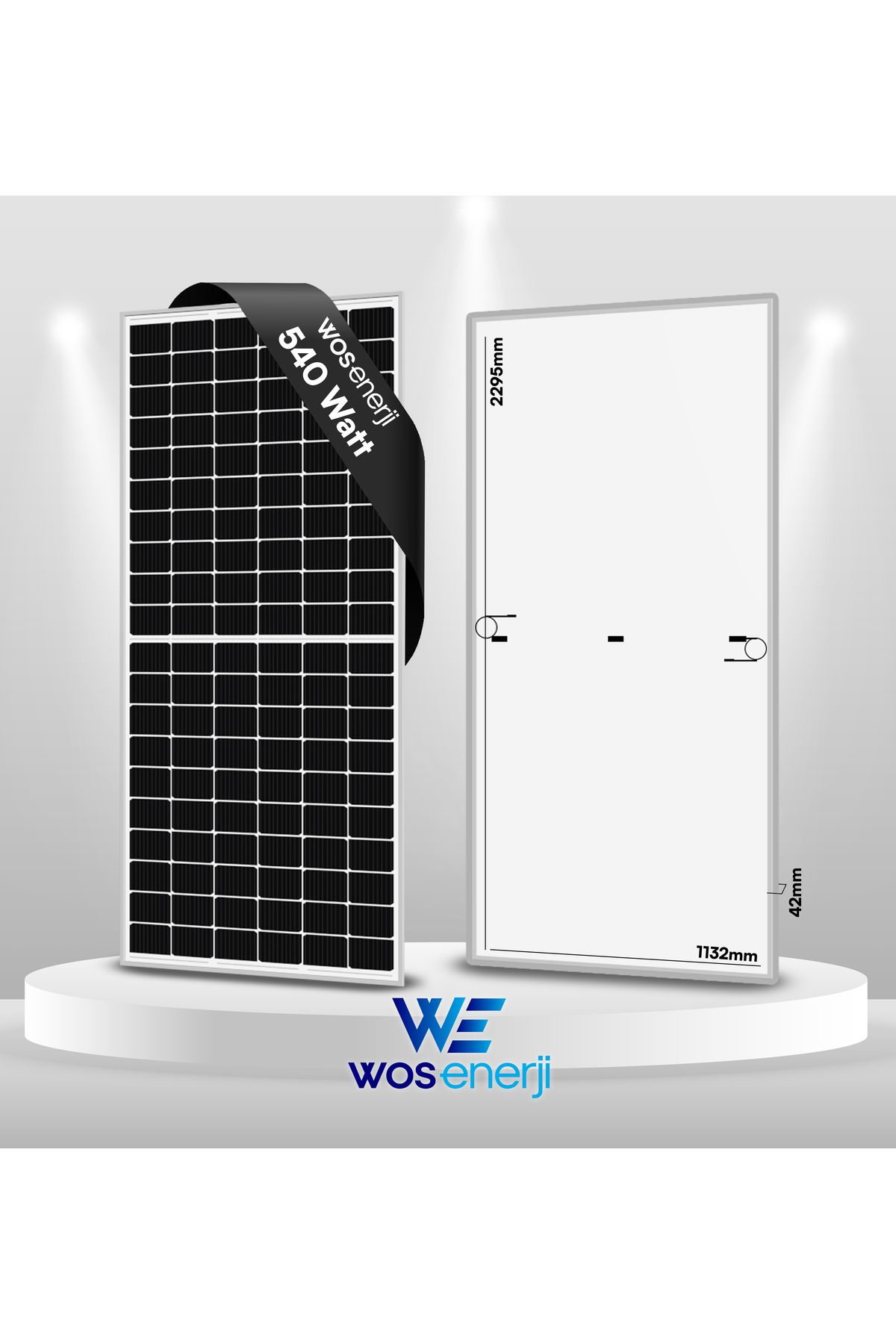 WOS ENERJİ Güneş Paneli Half Cut 540 Watt Monokristal Perc 144 Hücreli Solar Panel