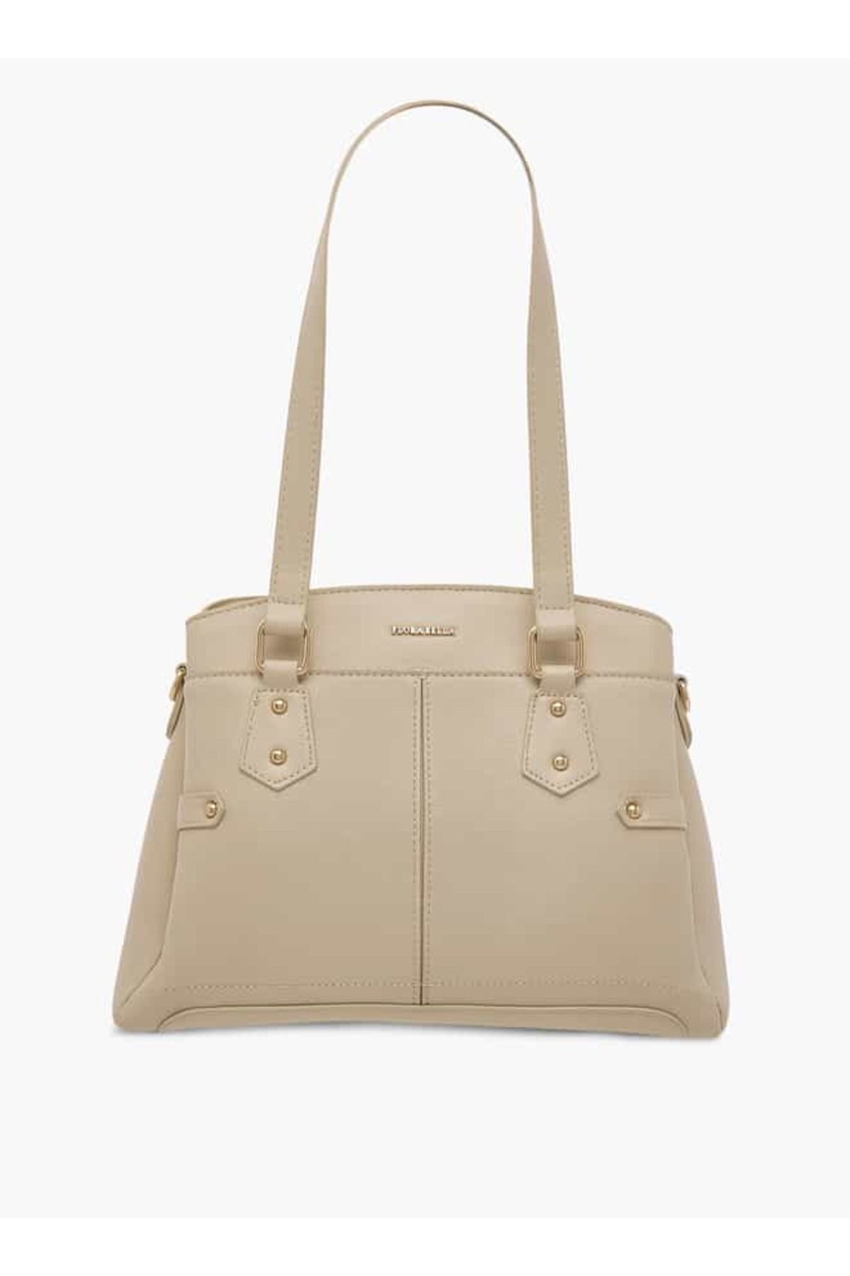 Flora Bella by Shoexpress-Flora Bella Solid Tote Bag with Zip Closure and Detachable Strap 1