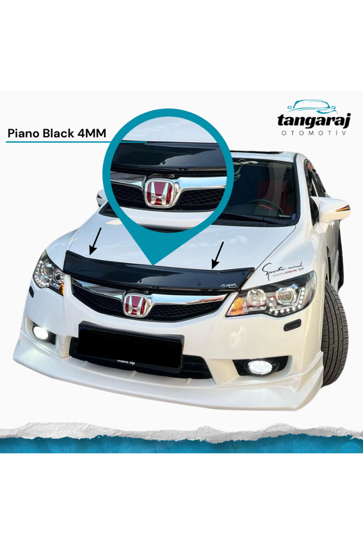 Universal Honda Civic FD6 Kasa Piano Black 4MM Kaput Koruma Eki