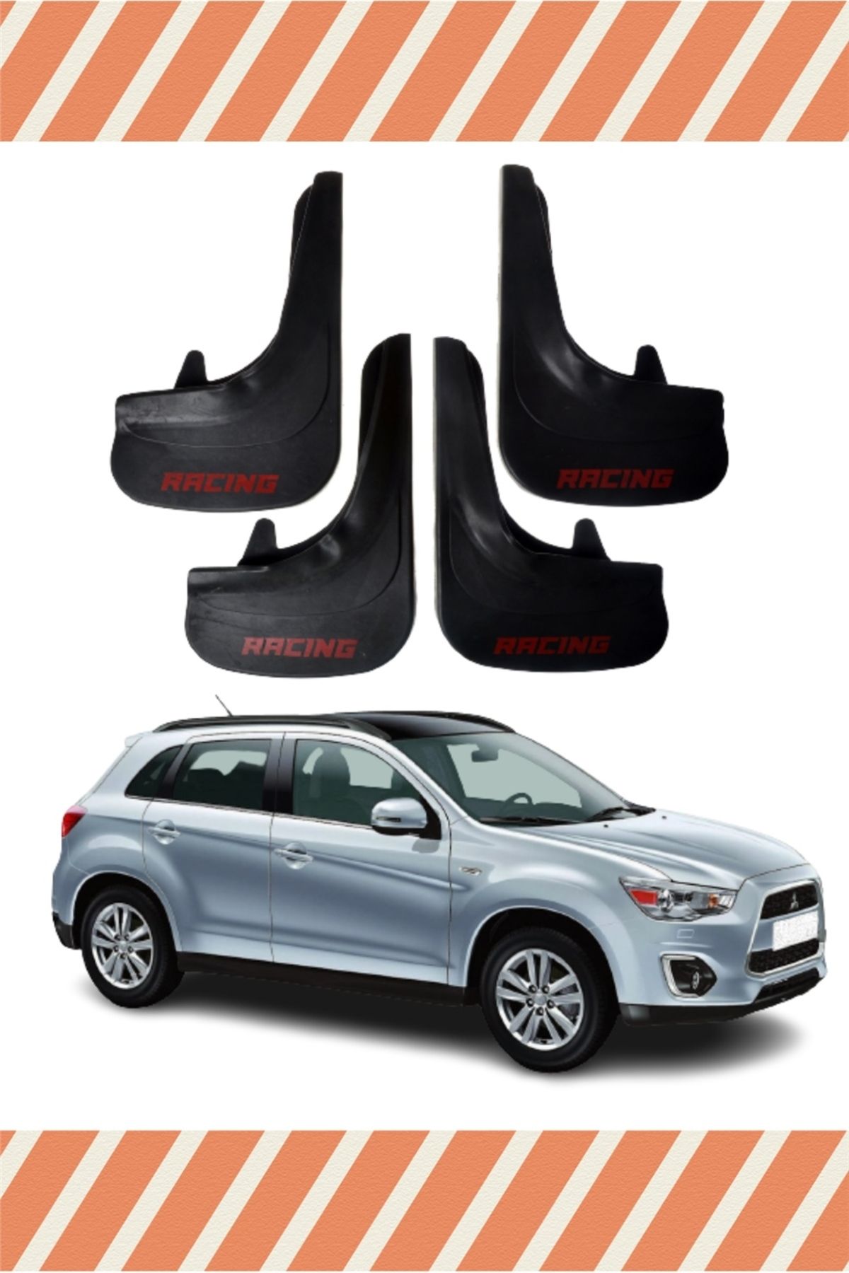 Lasirius Mitsubishi Asx Racing Yazılı 4'lü Tozluk Çamurluk Paçalık