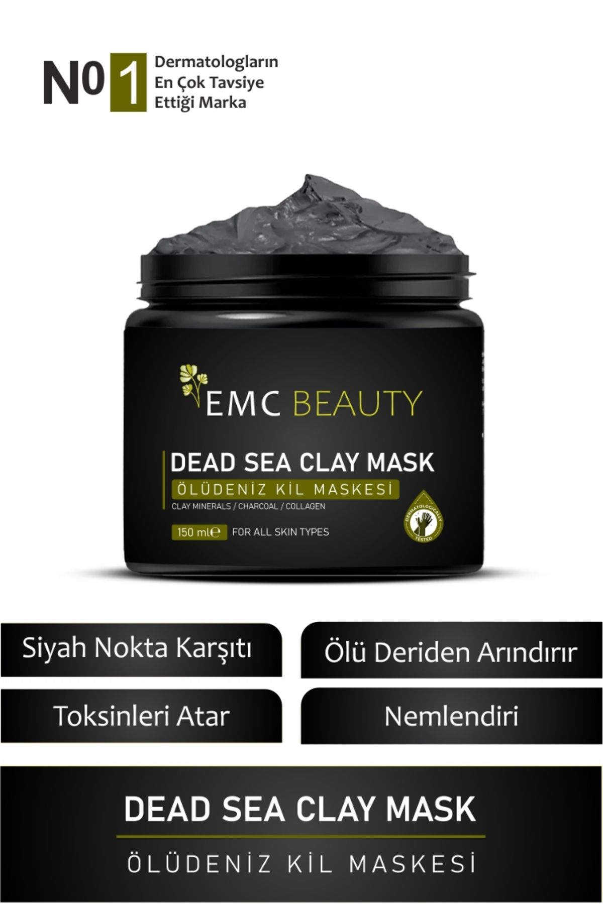 ماسک دریای مرده کلاژن EMC BEAUTY ماسک ضد پیری آکنه و جوش سر سیاه 150 گرم