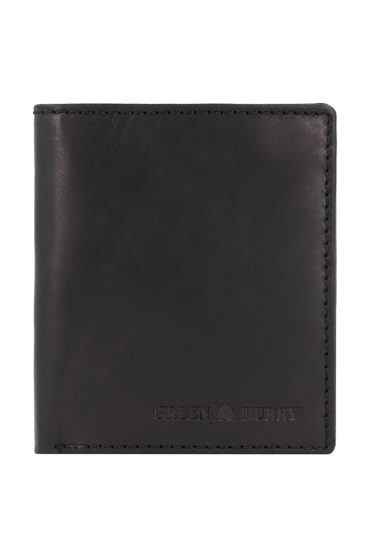 Greenburry-Pure Black Wallet RFID protection Leather 11 cm 1