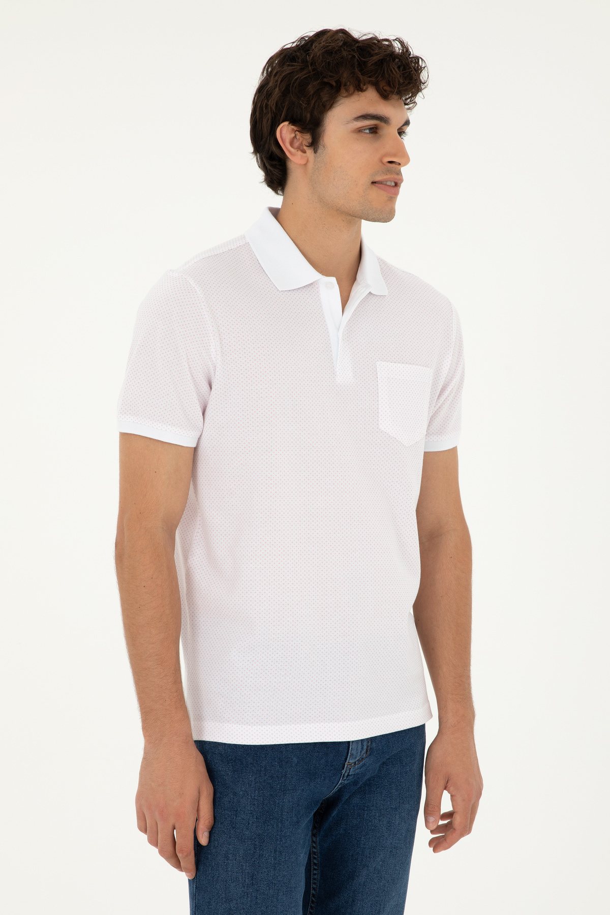 یو اس پولو پولو شرت مردانه طرح معمولی صورتی کد ۵۰۲۸۱۹۴۴-VR041