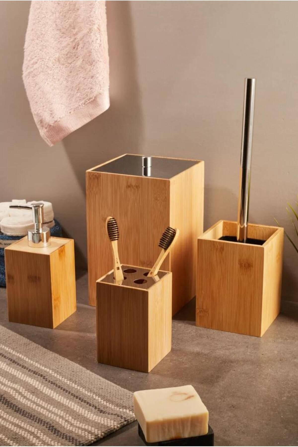 Perotti 15701 Bamboo 4'lü Kovalı Banyo Seti