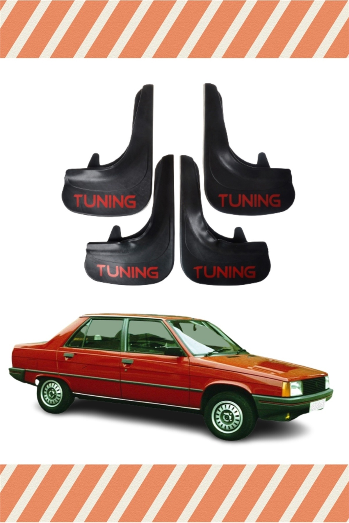 FARKSHP Renault R9 Tunıng Yazılı 4'lü Tozluk Çamurluk Paçalık