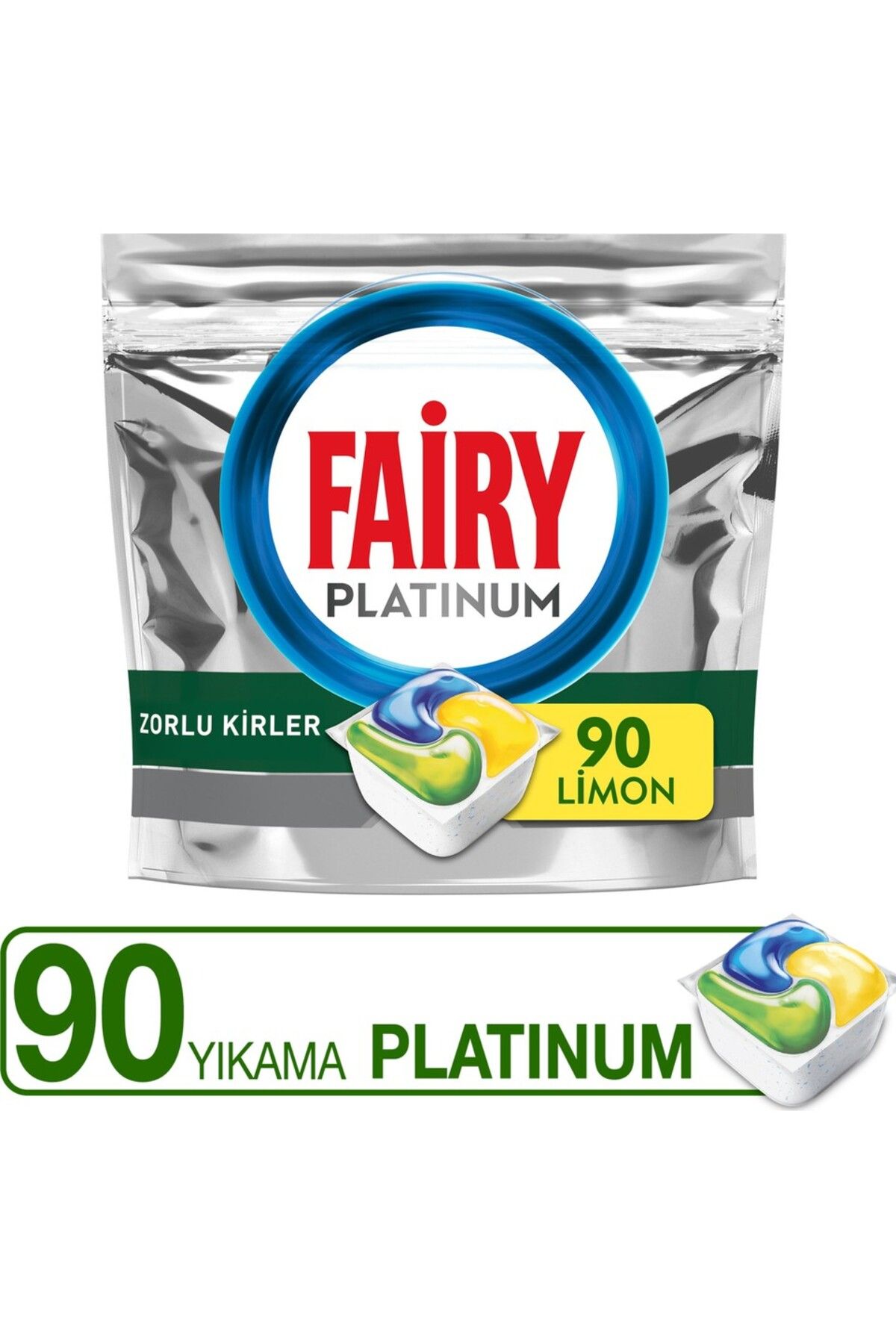 Fairy Platinum Bulaşık Makinesi Deterjanı Tableti / Kapsülü Limon Kokulu 90 Yıkama