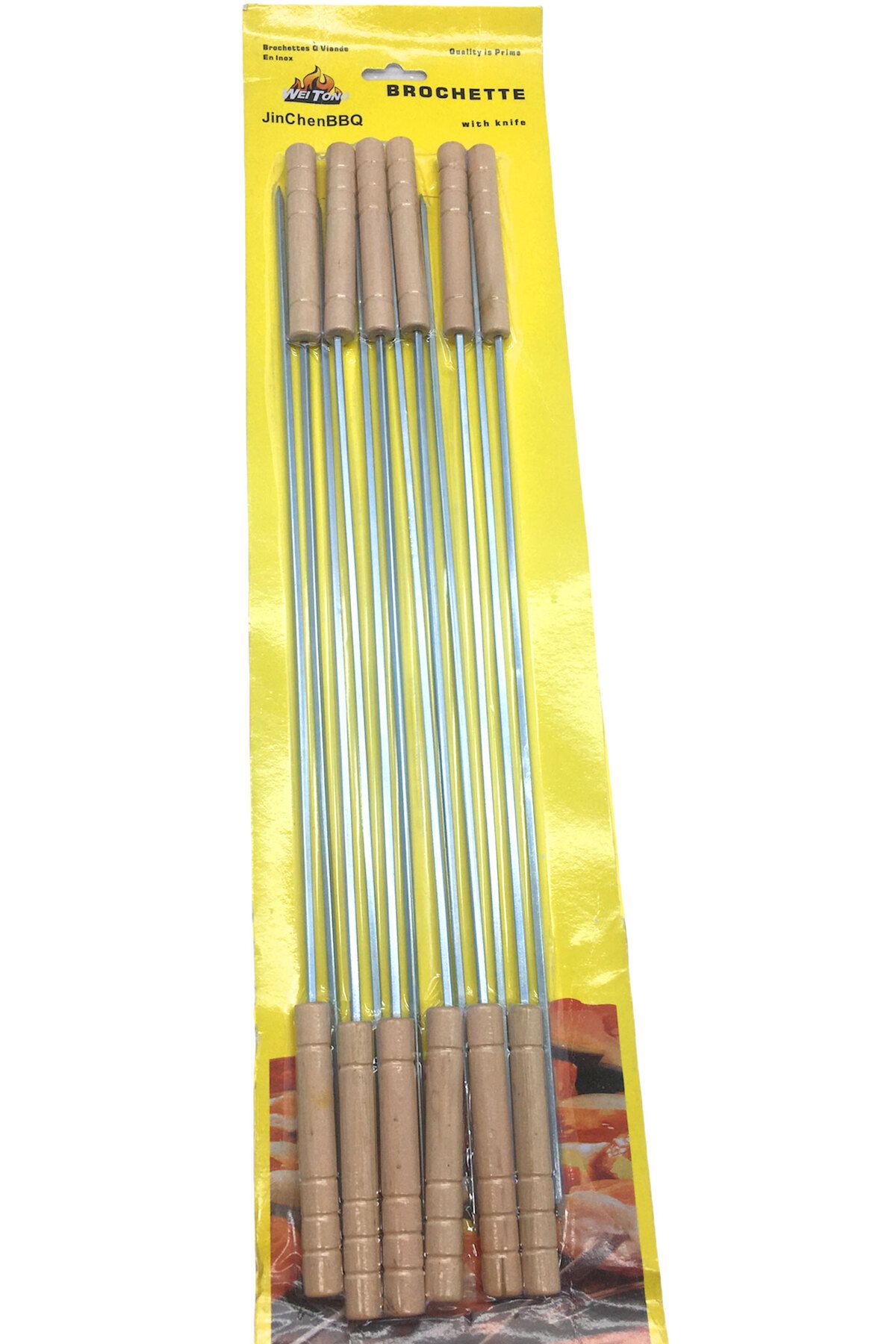 Kapamarka 12 PARÇA AHŞAP SAPLI METAL KARE MANGAL ŞİŞİ - 44 cm