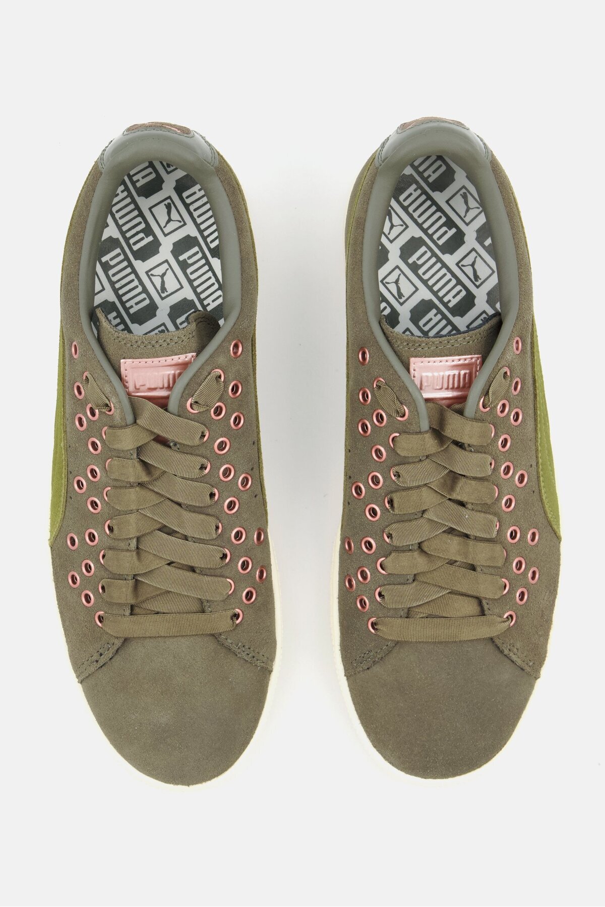 Puma-Women Suede XL Textured Lace Up Spots Shoes, Olive 4