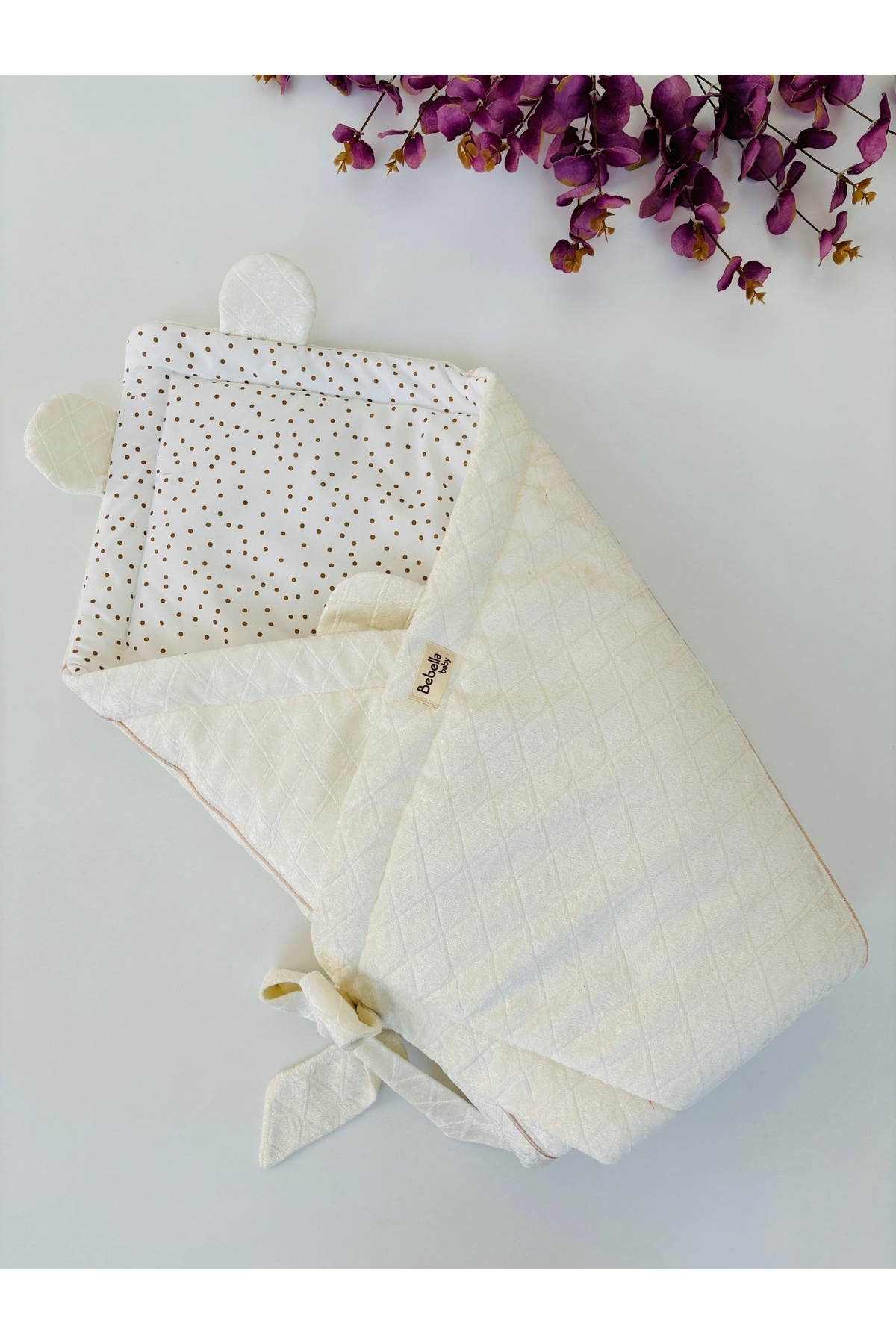 Bebella BEBEK BATTANİYESİ BEBEK KUNDAĞI AYICIK KULAKLI ŞERİTLİ PAMUKLU BEBEK ÖRTÜSÜ OYUN MATI HEDİYELİK fotoğrafı 4 (önizleme)