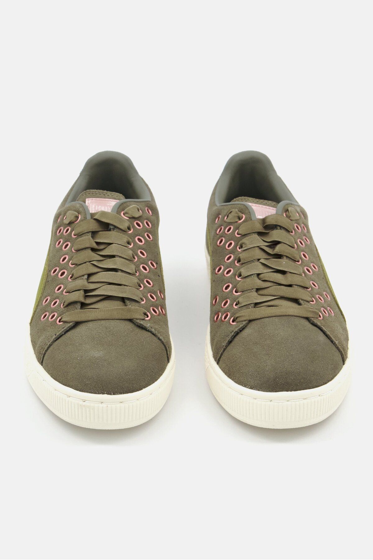 Puma-Women Suede XL Textured Lace Up Spots Shoes, Olive 3