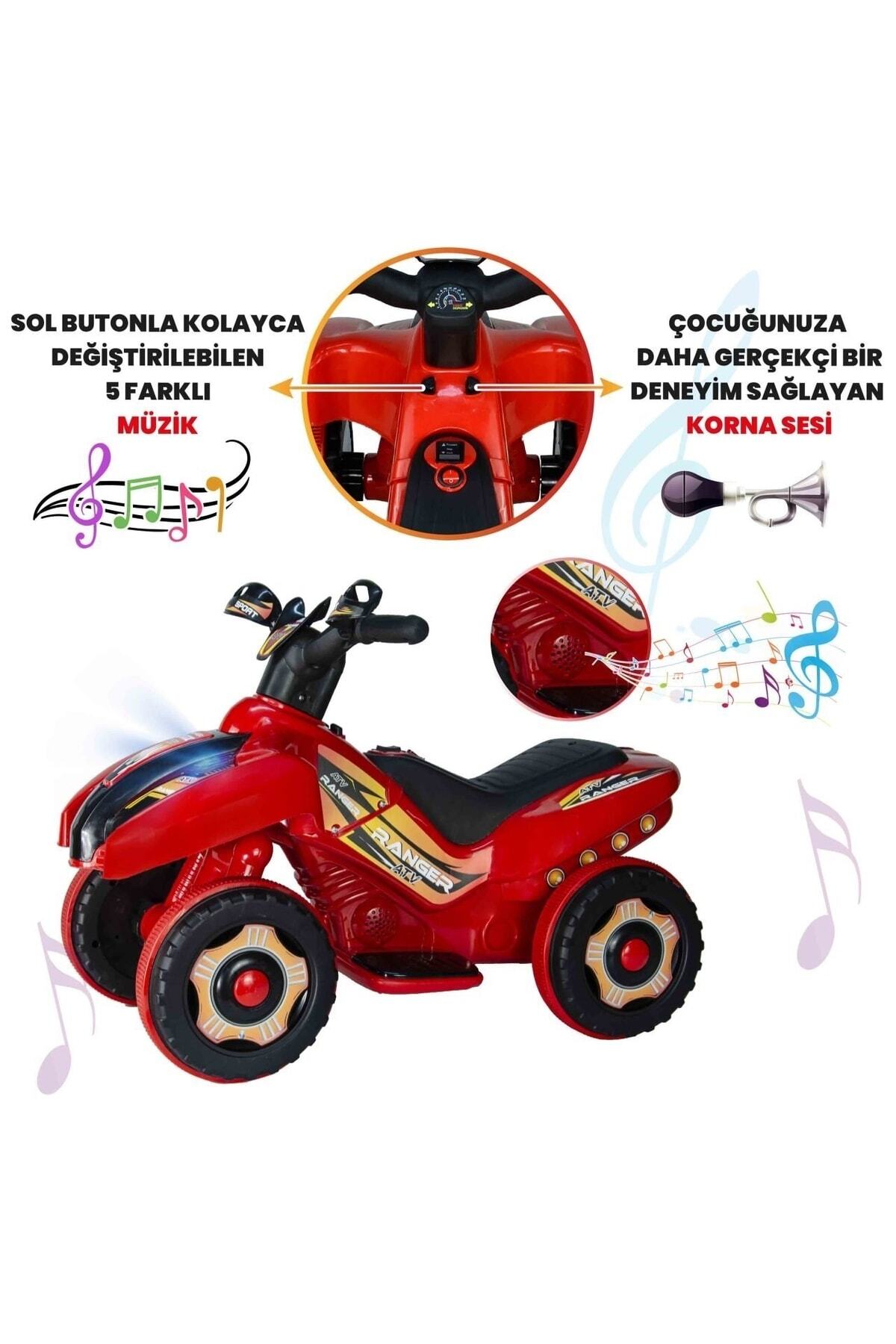 ujtoys Led Işıklı Müzikli Akülü Araba atv Akülü Motor 2-4 yaş fotoğrafı 5 (önizleme)