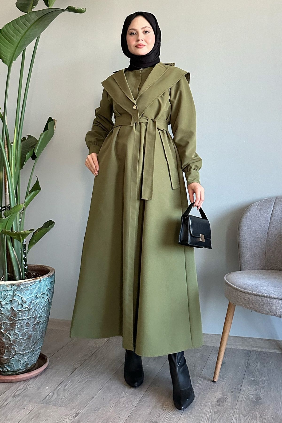 InStyle-Khaki-Trenchcoat mit Bolero-Gürtel 3