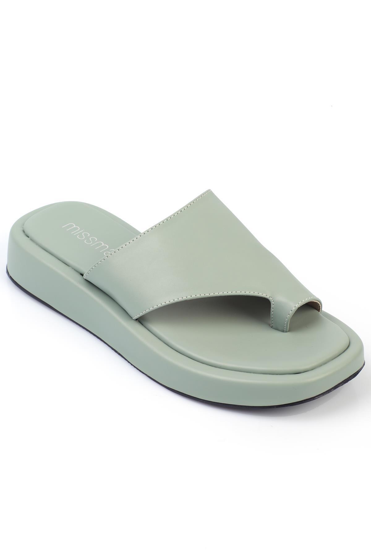 ShoeTek-Papuci din piele pentru femei Marivya verde mentă - șlapi 3