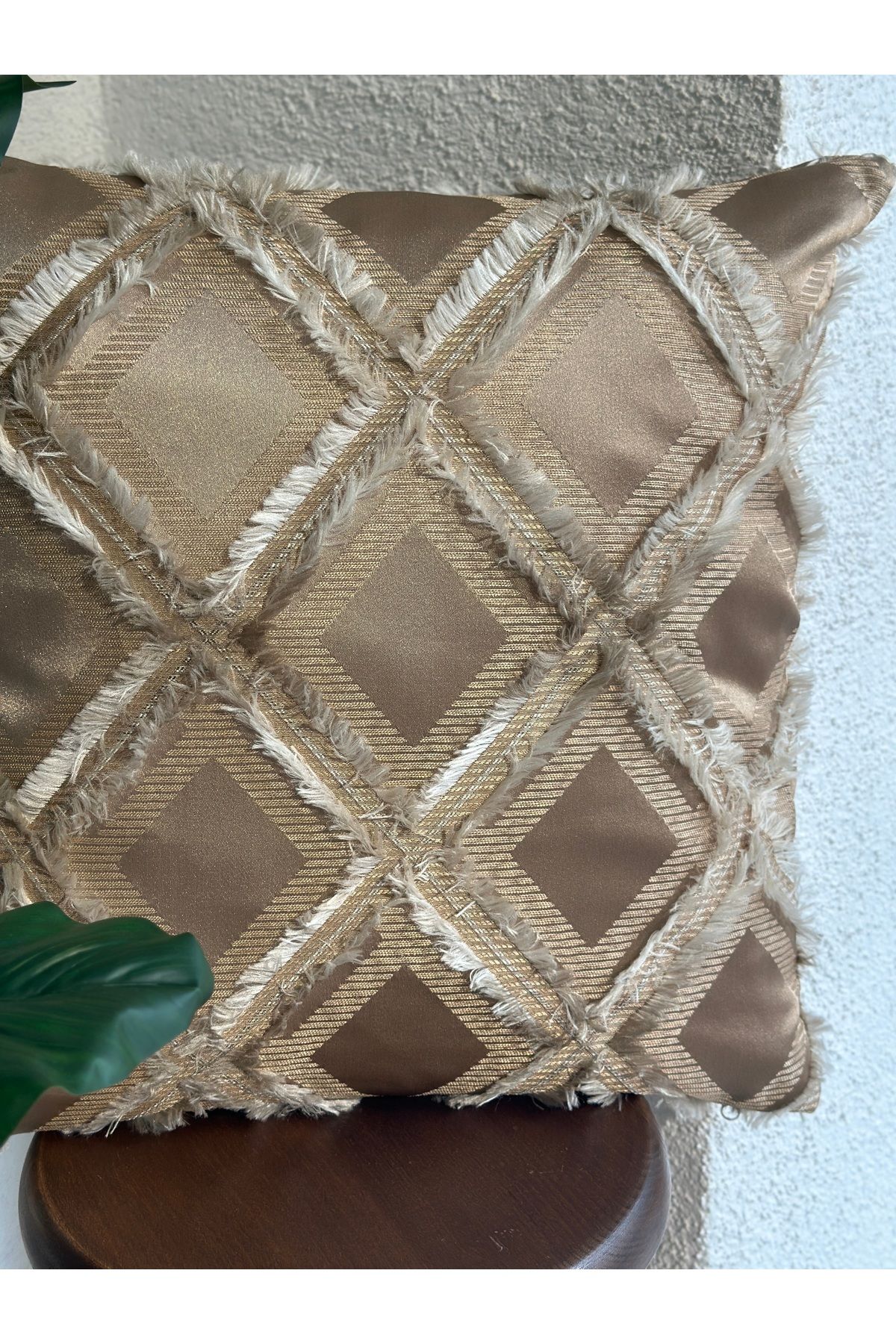 Decamor home-Mink Throw Pillow Cover Pattern 2 - Tassel Detailed 2