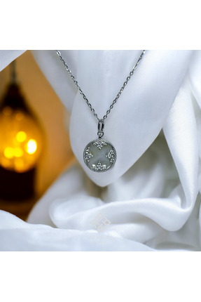 Atas Al Diamond Sedef Yaprak Taş Tasarım 925 ayar Gümüş Kolye
