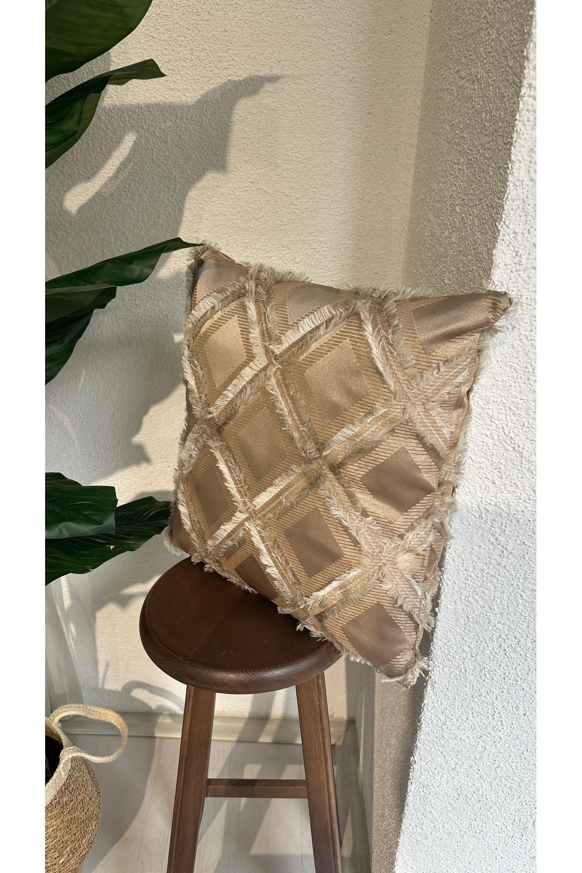 Decamor home-Mink Throw Pillow Cover Pattern 2 - Tassel Detailed 3