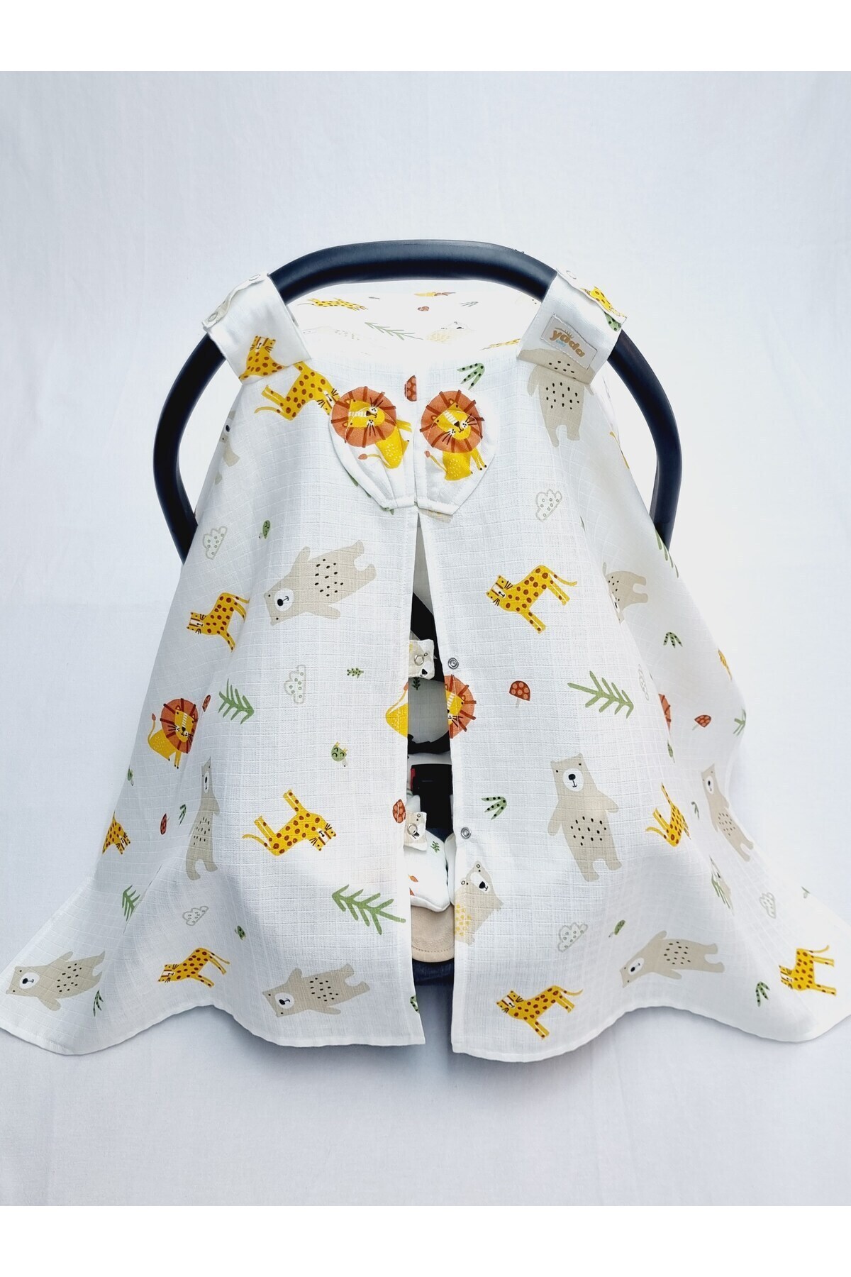 Yada Baby %100 Organik Pamuklu Kumaştan Müslin Tek Kat Minderli Puset Örtüsü Seti 90x110 Cm fotoğrafı 5 (önizleme)