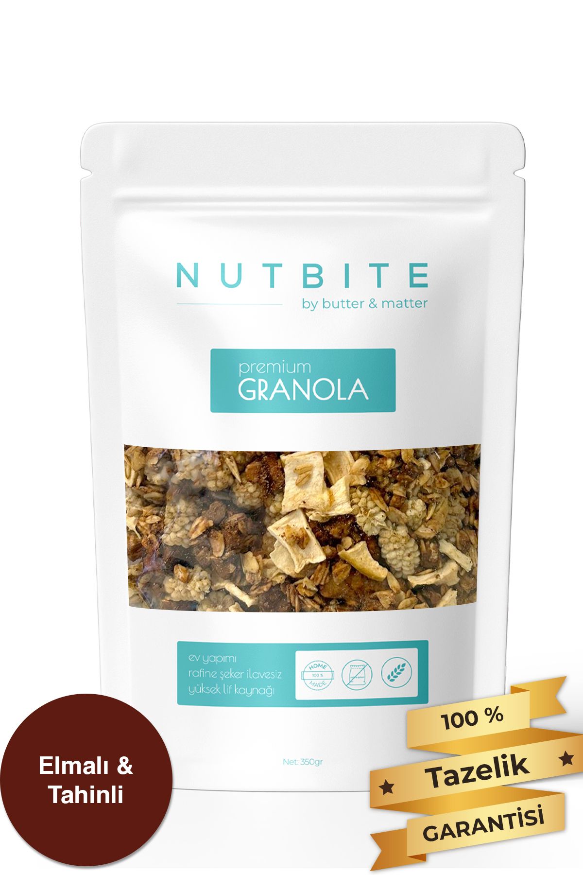 NUTBITE Elmalı & Tahinli Granola 350gr - İlave Şekersiz - Gurme Serisi