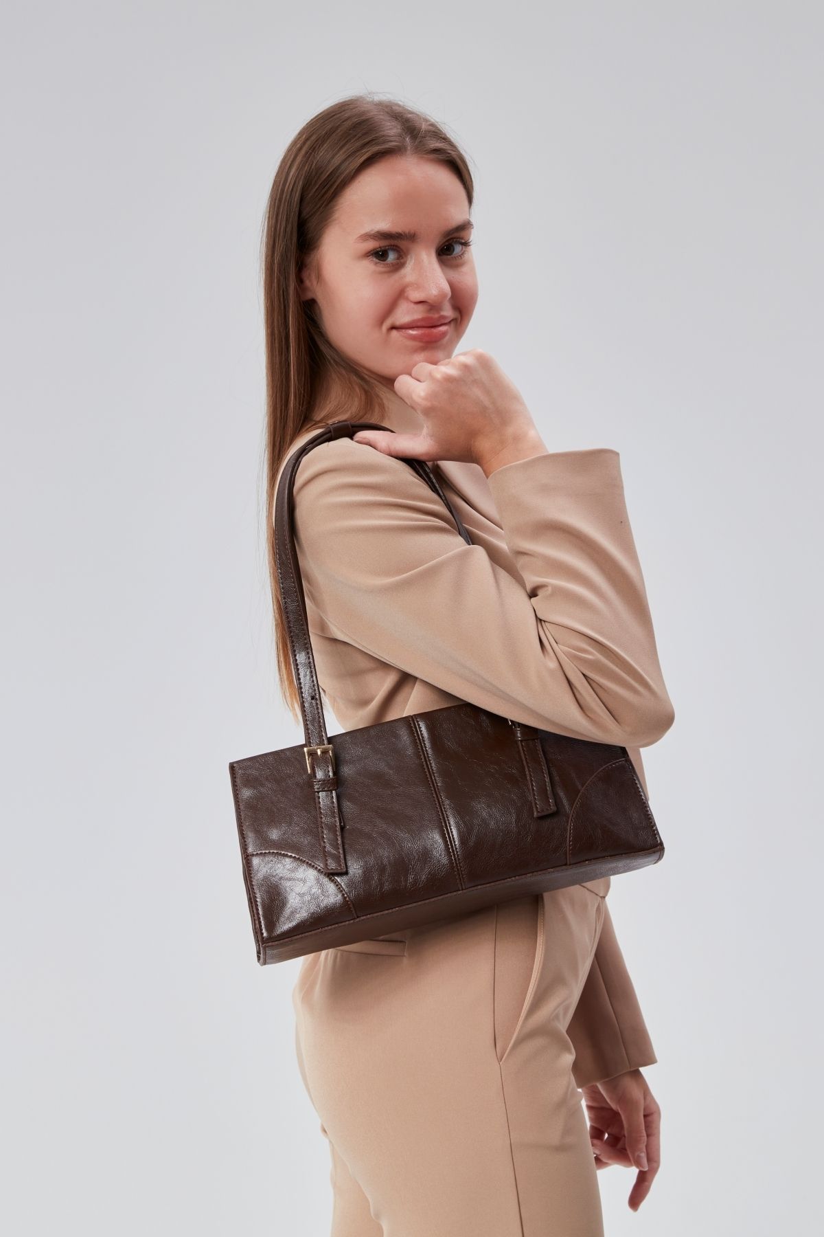 Çantacımstore-Mng Brown Women's Shoulder Bag - Buckle 3