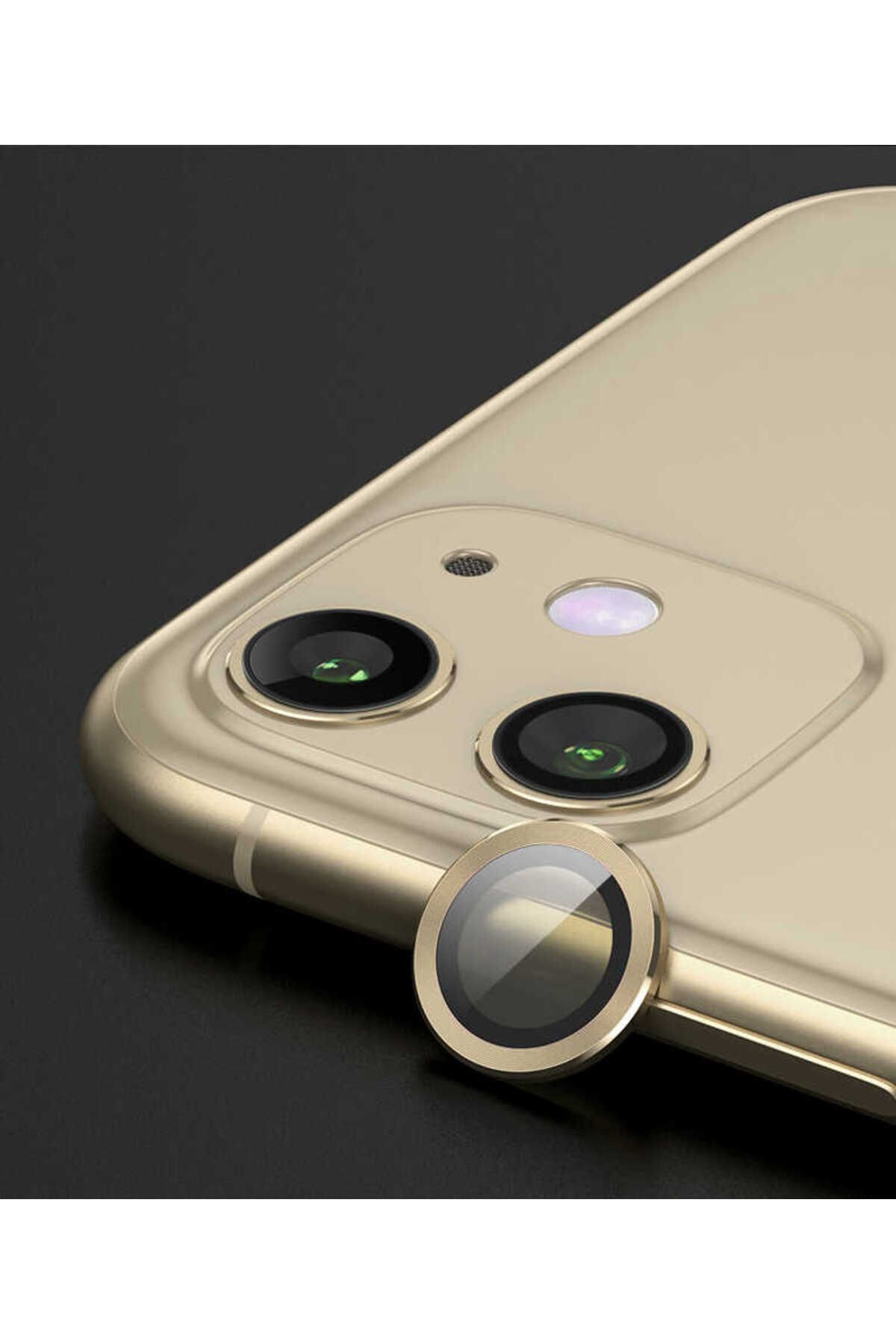 szr store iPhone 12 Uyumlu Zore CL-07 Kamera Koruyucu-Gold