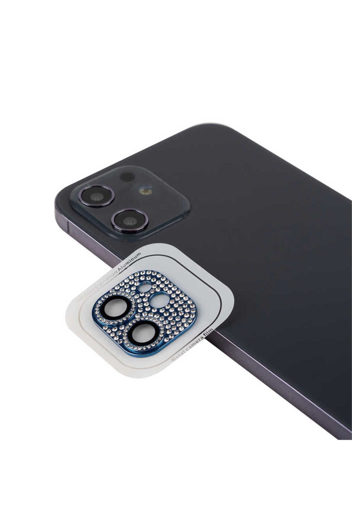 InnoCase iPhone 12 Uyumlu Zore CL-08 Kamera Koruyucu-Mavi