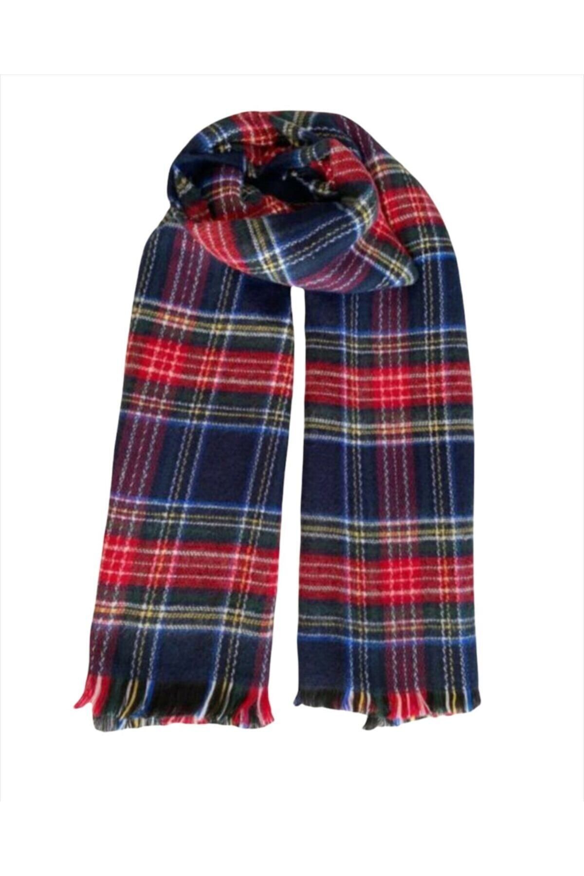 çiğdem eşarp-Copy - Navy Blue Plaid Soft Scarf 4