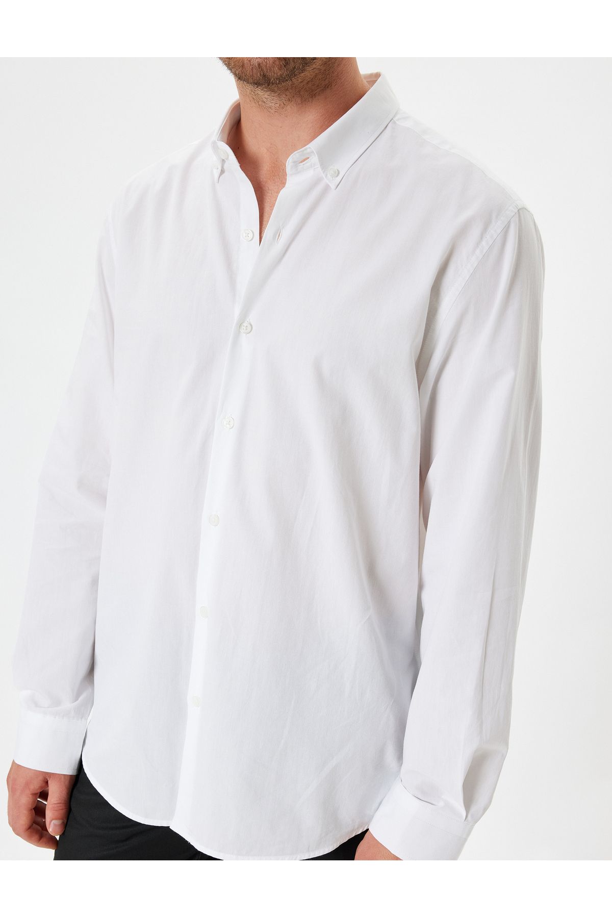 Koton-Long Sleeve Cotton Slim Fit Shirt 5