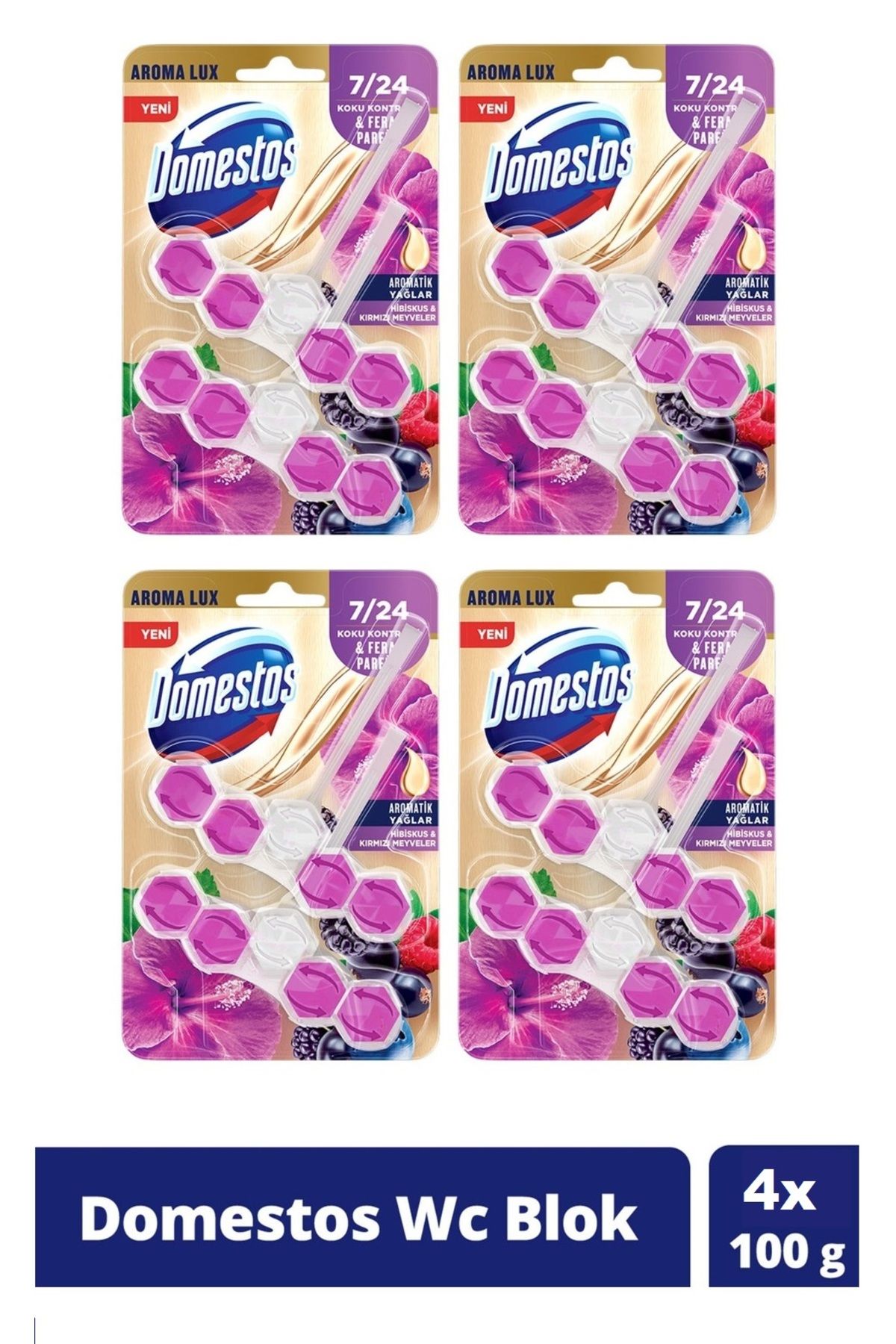 Domestos Tuvalet Bloğu Aroma Lux Hibiskus & Kırmızı Meyveler 100 G X 4