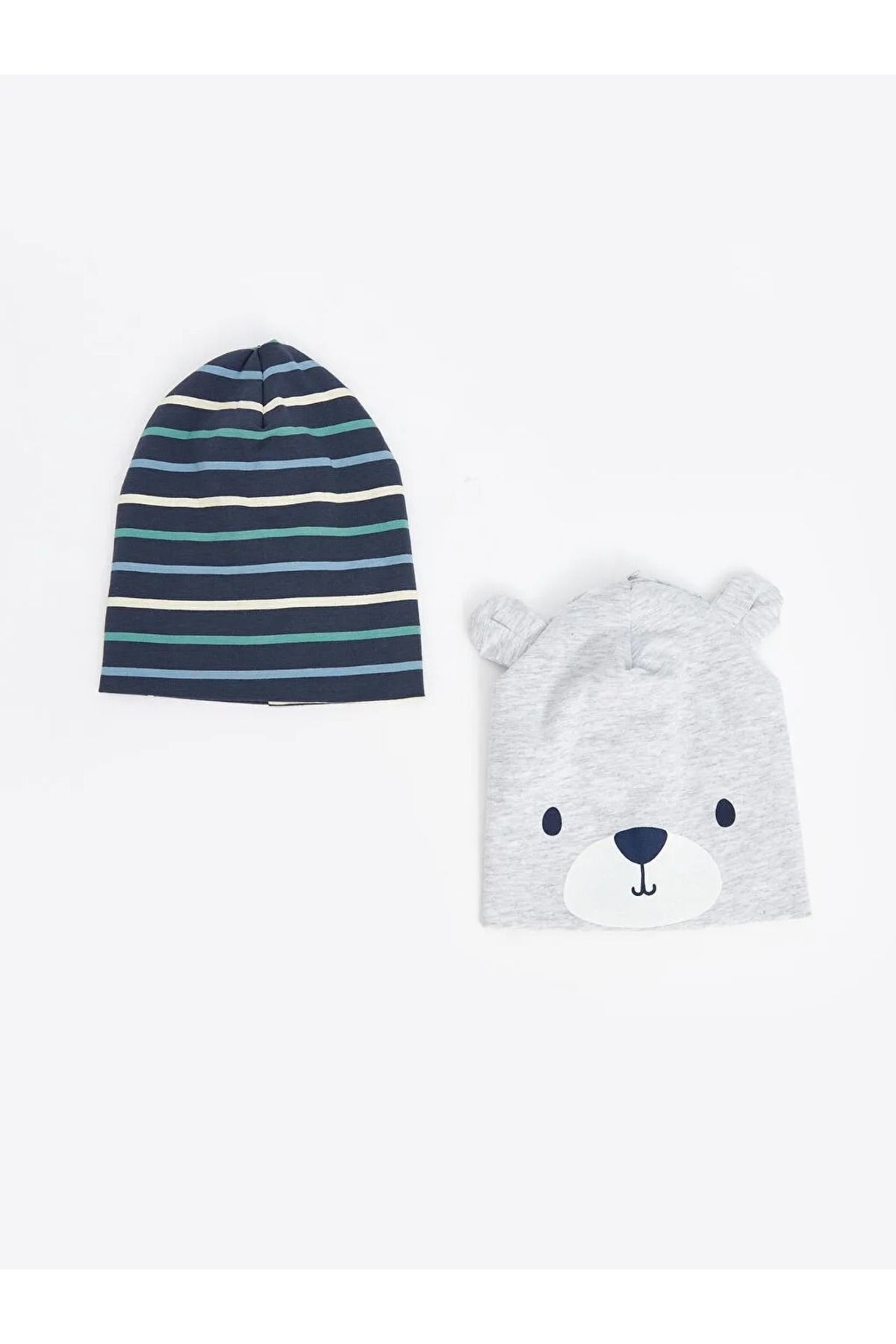 LC Waikiki-Lcw Baby Gray Melange Printed Baby Boy Beanie 2-Piece 1