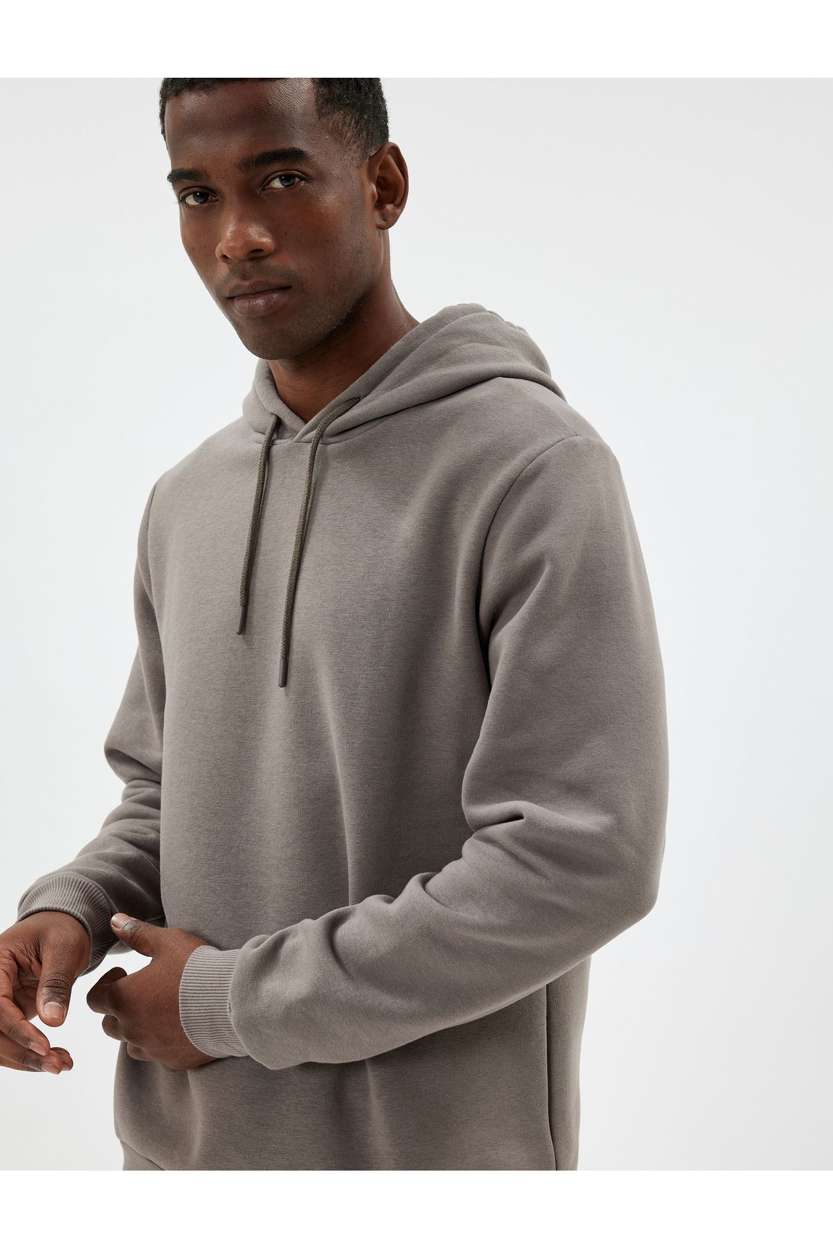 Koton-Raised Cotton Basic Hooded Sweatshirt 1