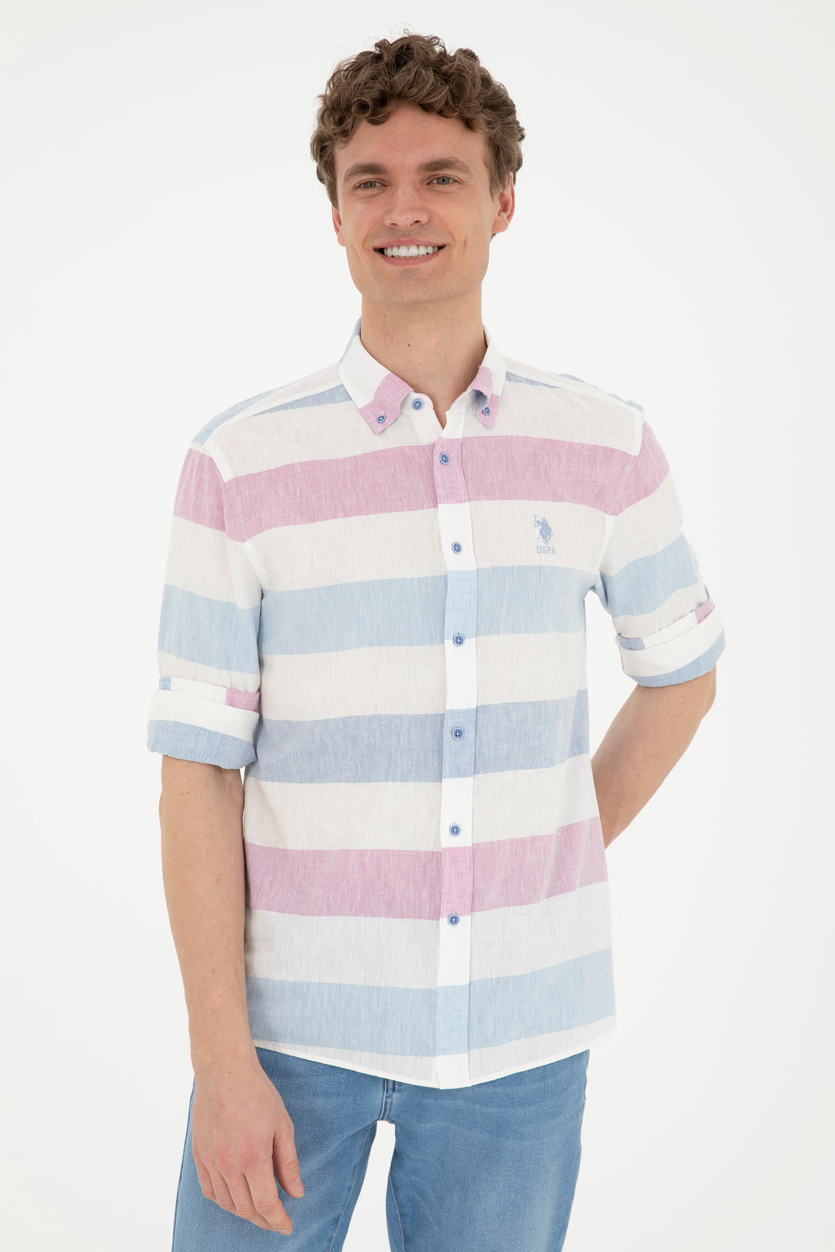 U.S. Polo Assn. Men's Saks Long Sleeve Shirt 50283667-Vr032- Trendyol