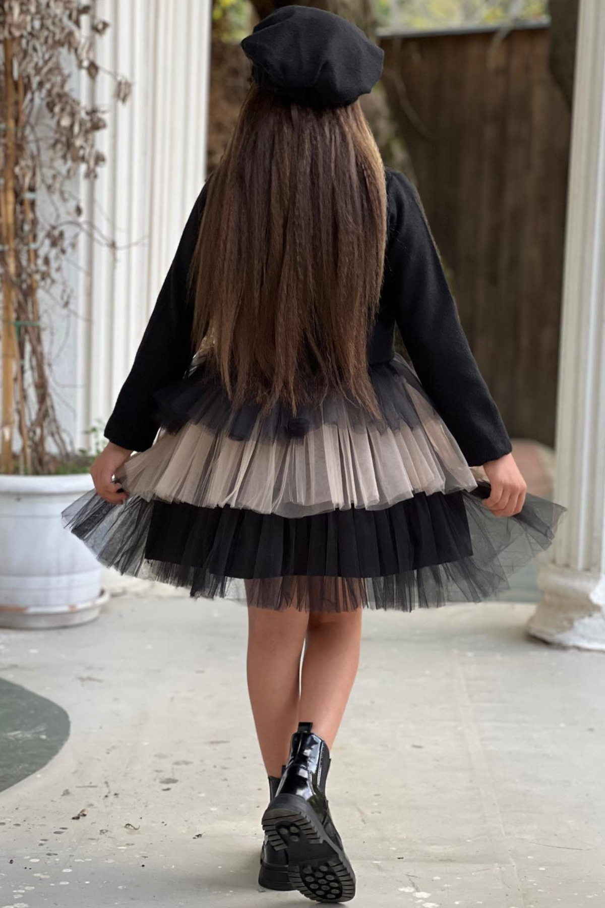 ELAFOR Alt Kat Kat Tül Üst Kaşkorse Kız Çocuk Abiye Elbise Ceket Ve Bere Kaşe-bayramlık-23 Nisan fotoğrafı 7 (önizleme)