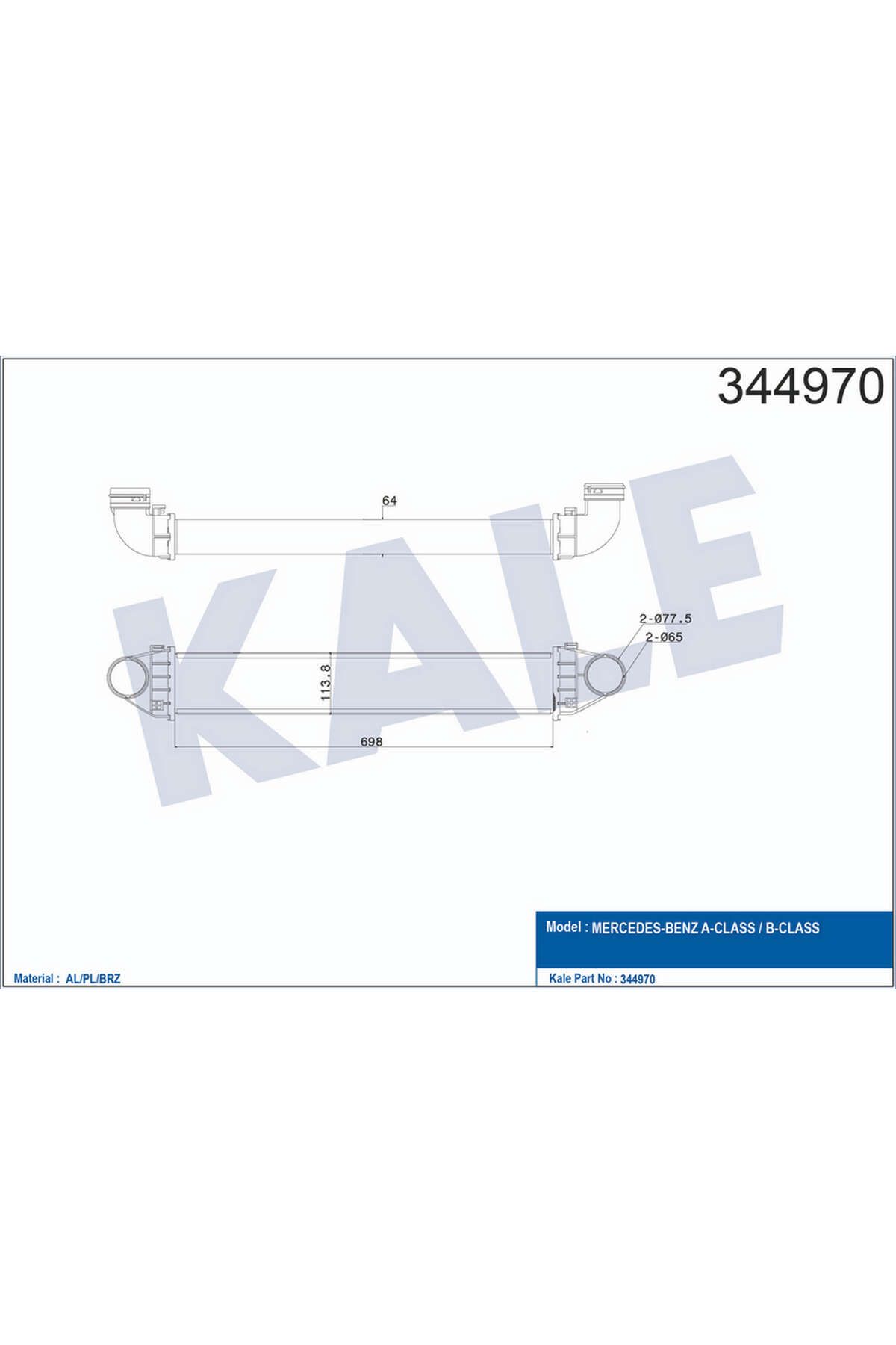 KALE TURBOSARJ RADYATORU MERCEDES W169 W245 18051