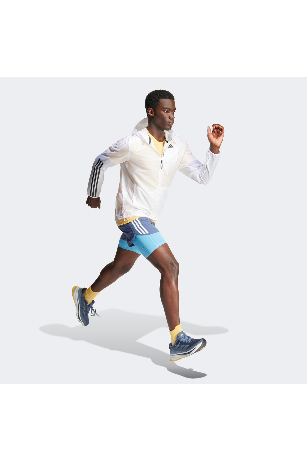 آدیداس شلوارک ورزشی مردانه آبی رنگ مدل The Run 2IN1 (IK4980)