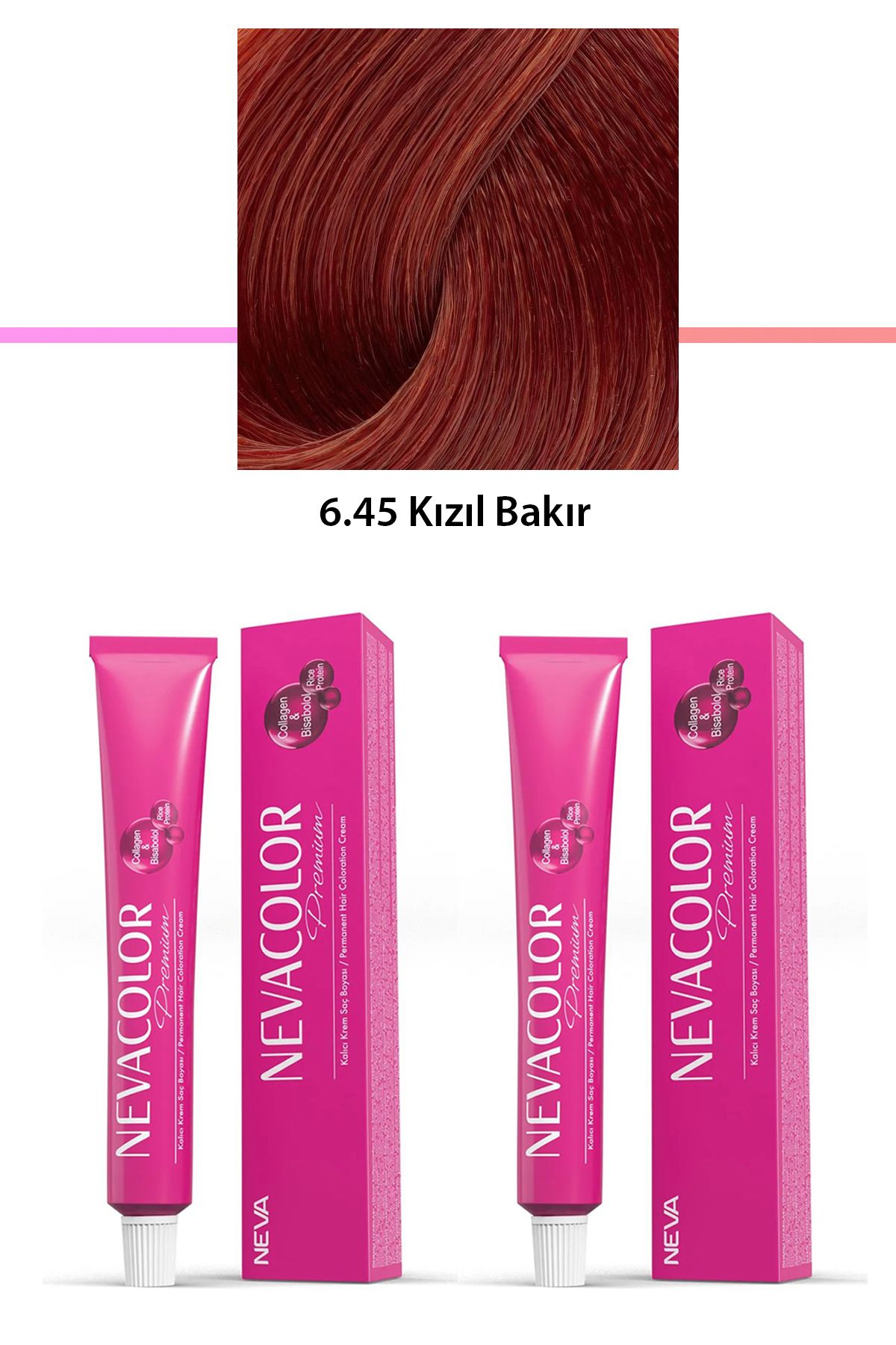 bravo cahide 2 li Set Premium 6.45 Kızıl Bakır - Kalıcı Krem Saç Boyası 2 X 50 g Tüp