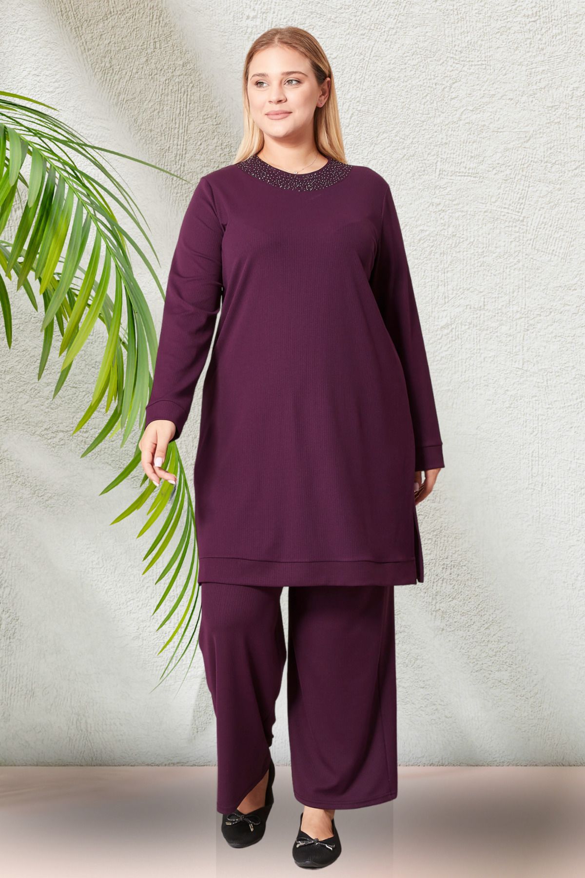 Ferace Set De Costum Dublu Pentru Femei De Mărime Mare Femeie - XL