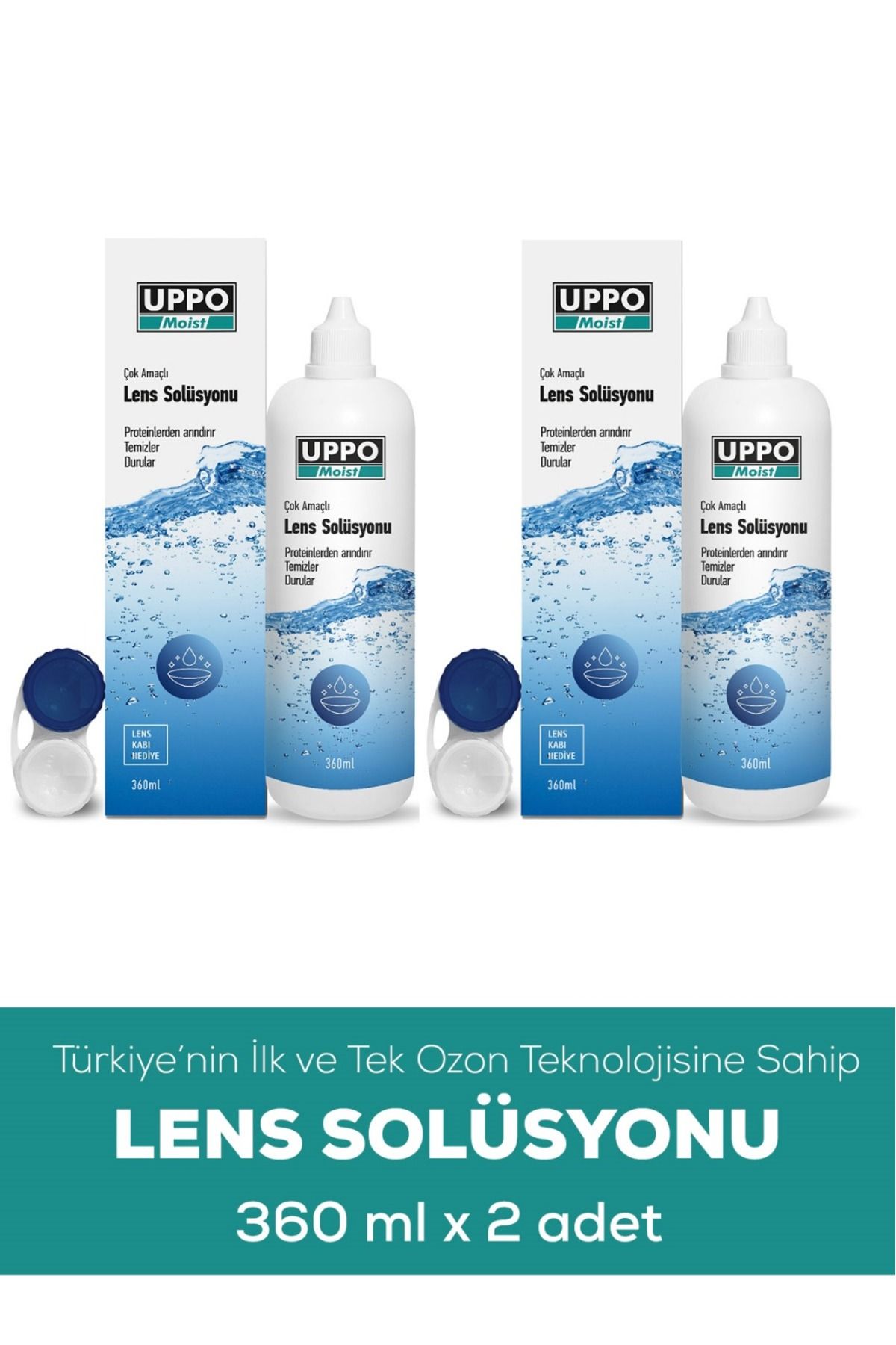 UPPO MOİST Uppo Moist Lens Solüsyonu 360 ml 2 Li Paket Ozonlama Ile Üretilen Ilk Ve Tek Lens Solüsyonu