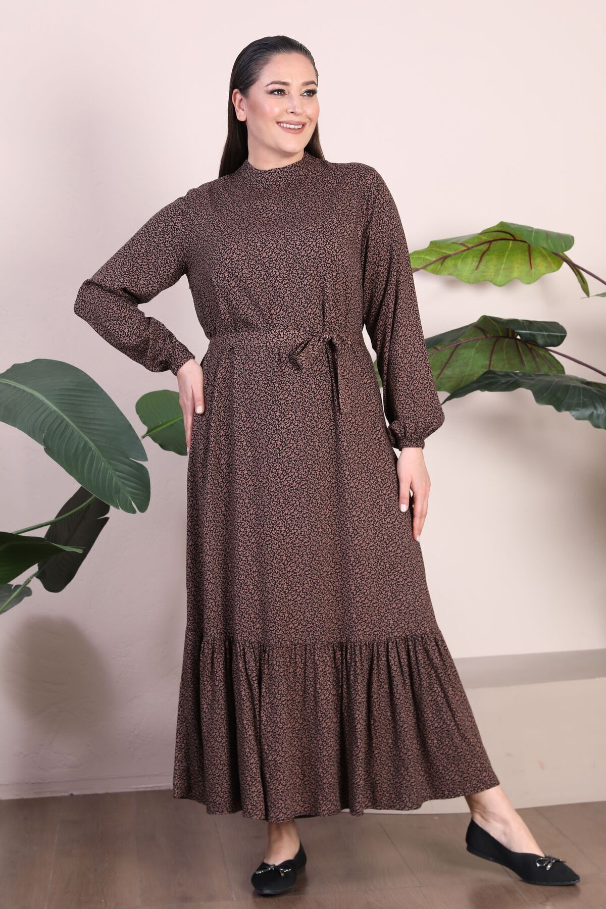 Ferace-Îmbrăcăminte pentru femei Hijab Rochie Îmbrăcăminte de marime Plus Rochie cu model crocant guler dominant 8
